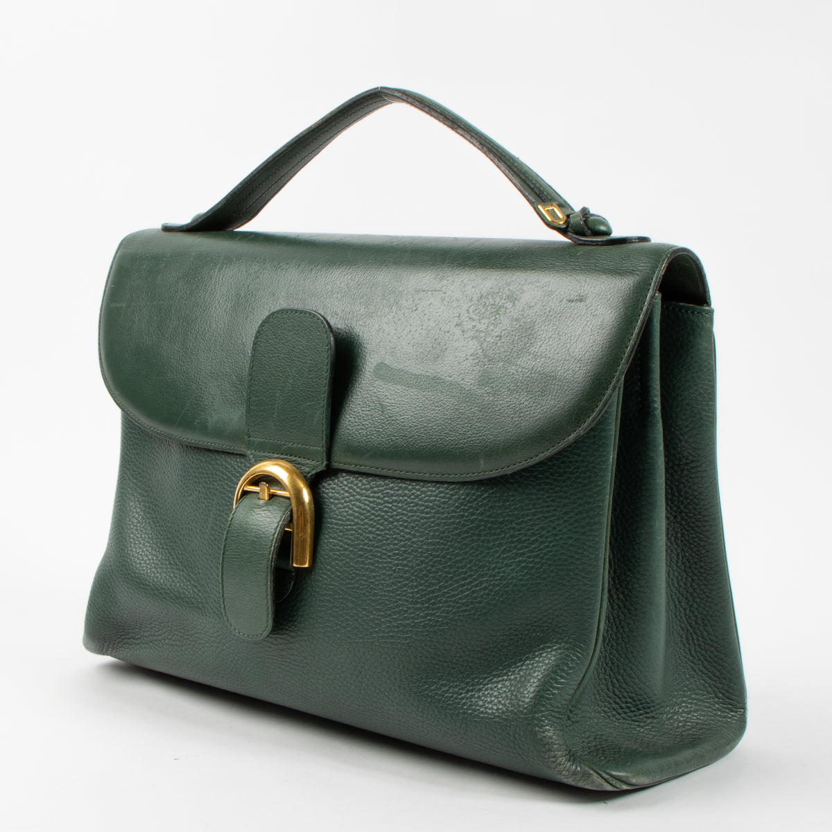 Show this authentic Delvaux Green Leather Brillant Briefcase pre-loved on Labellov.com
