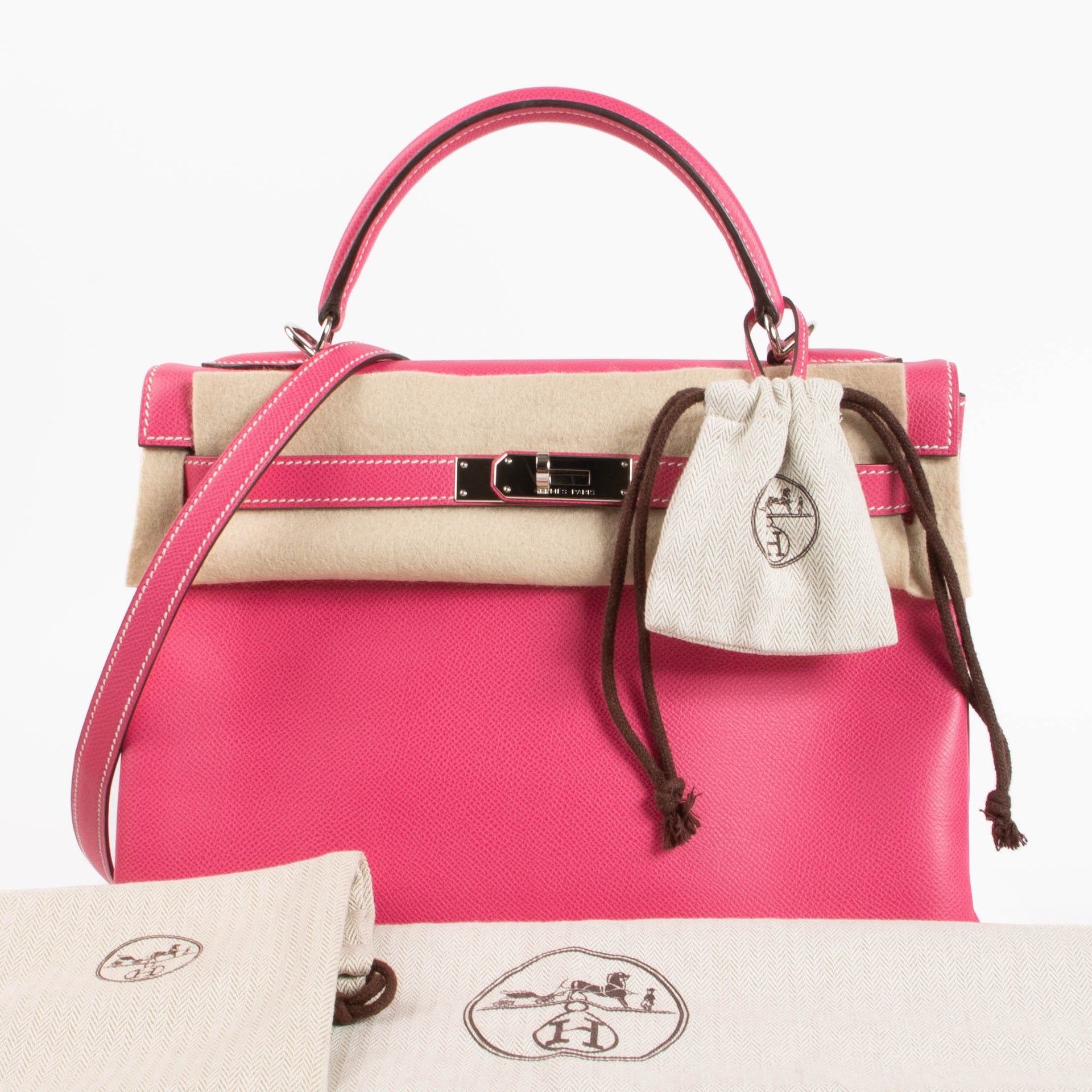 Hermès Kelly 32 Candy Collection Rose Tyrien/Rubis Epsom PHW