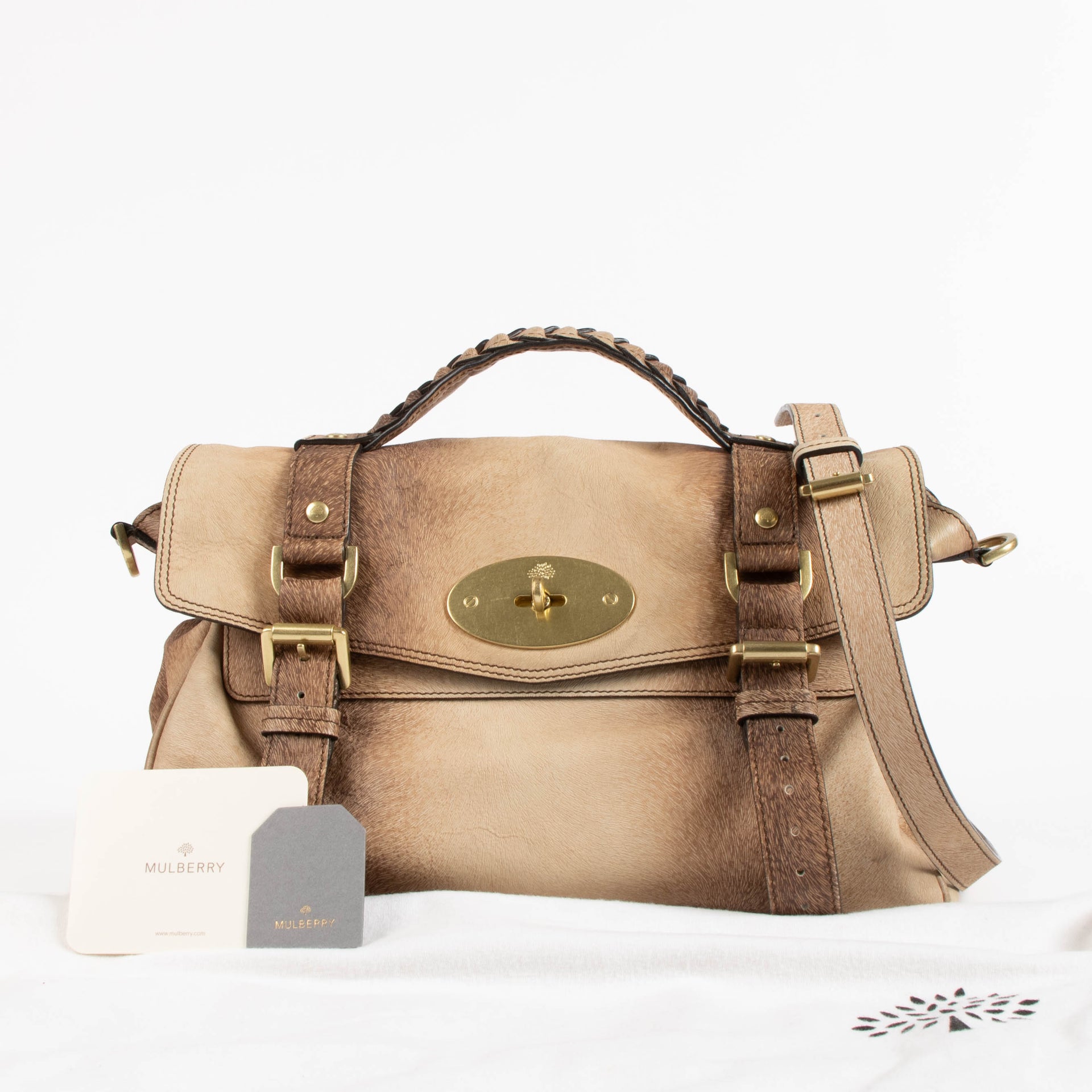 Mulberry Furry Print Bark Brown Alexia Bag