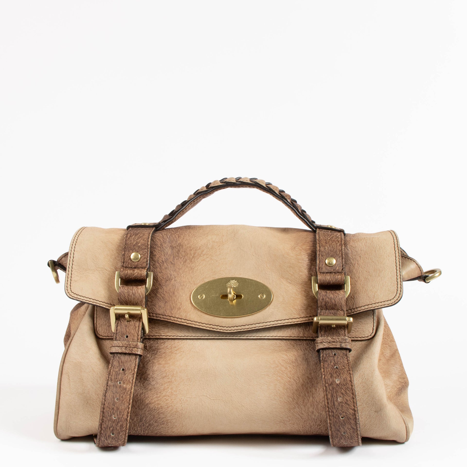 Mulberry Furry Print Bark Brown Alexia Bag