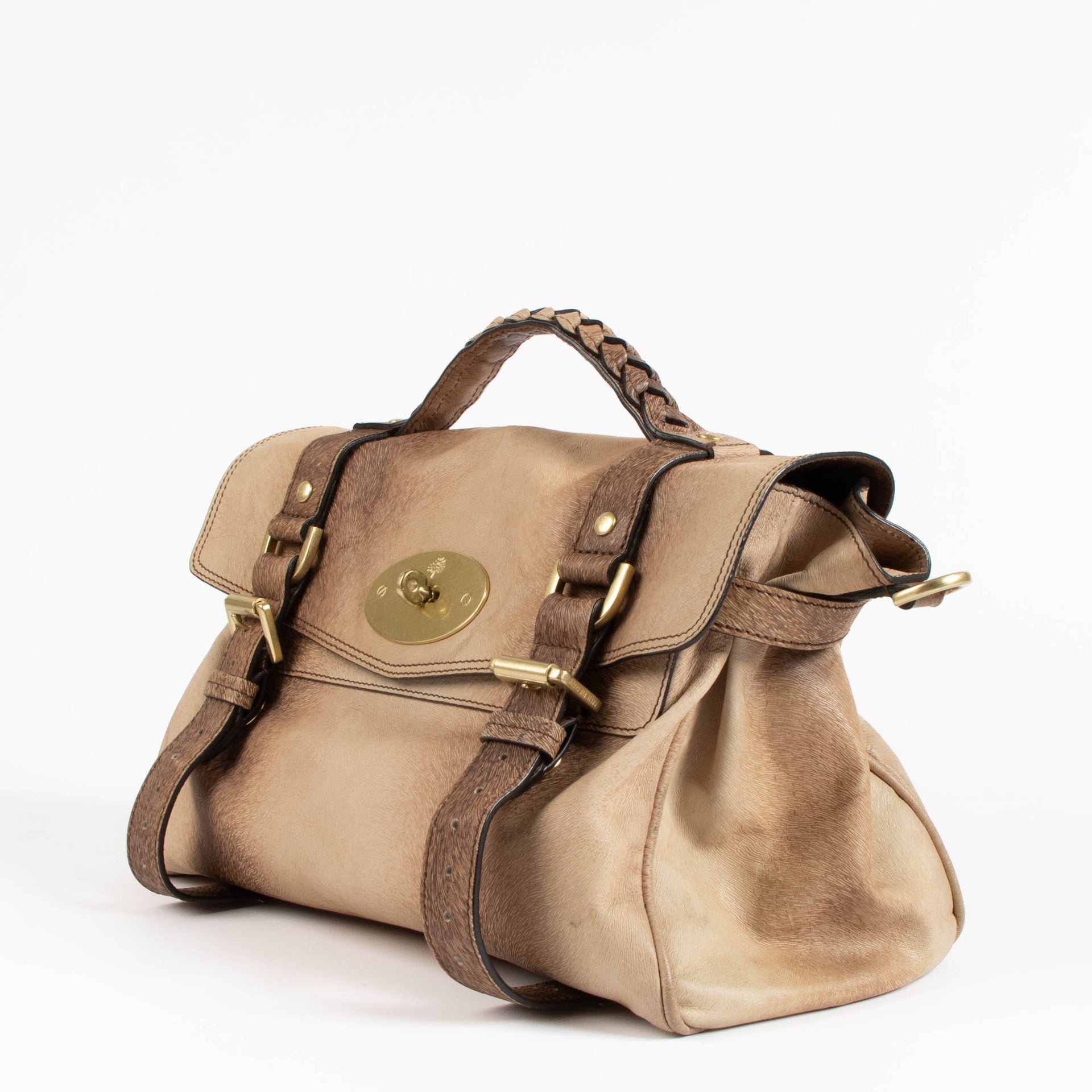 Mulberry Furry Print Bark Brown Alexia Bag