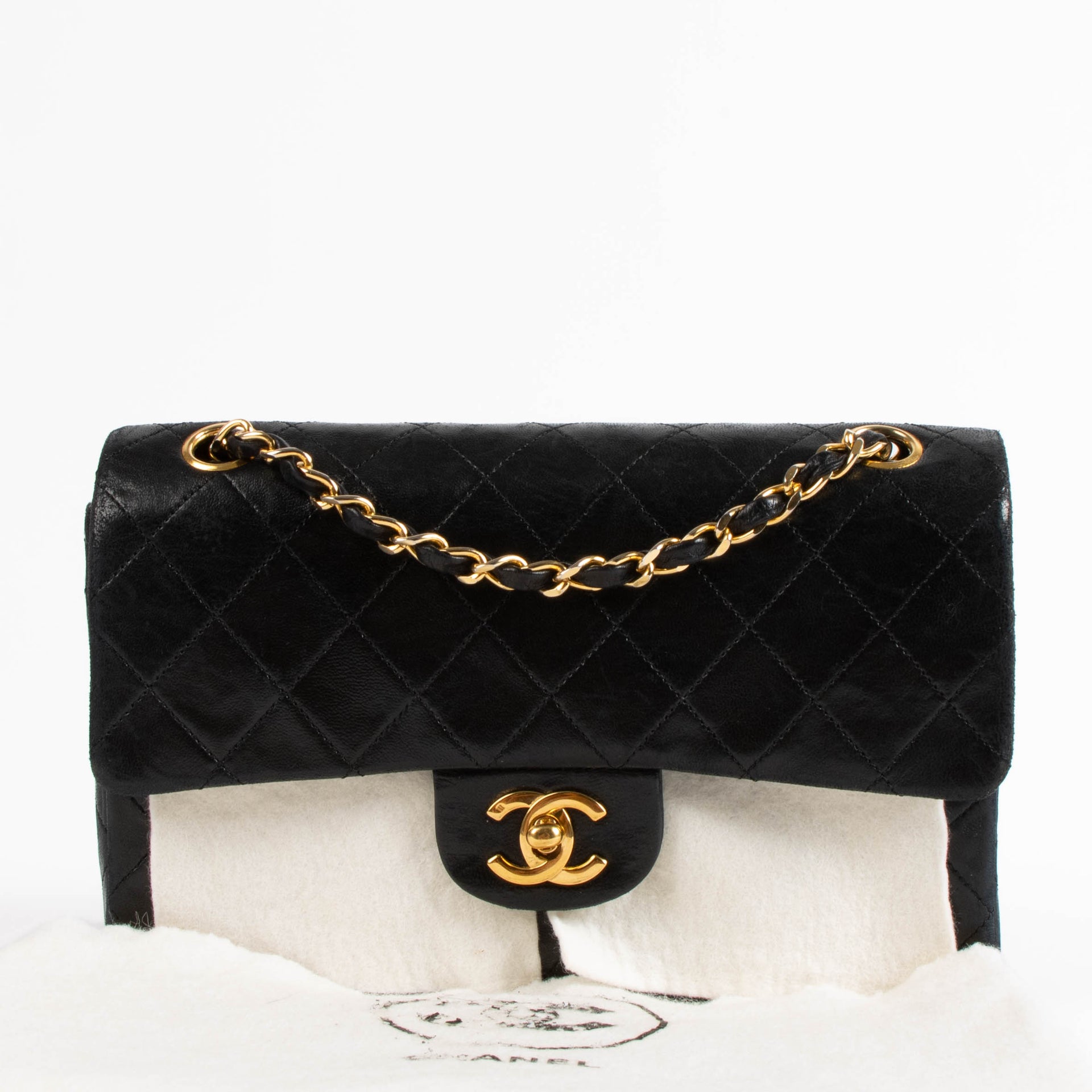 Chanel Vintage Small Classic Flap Black Lambskin Bag