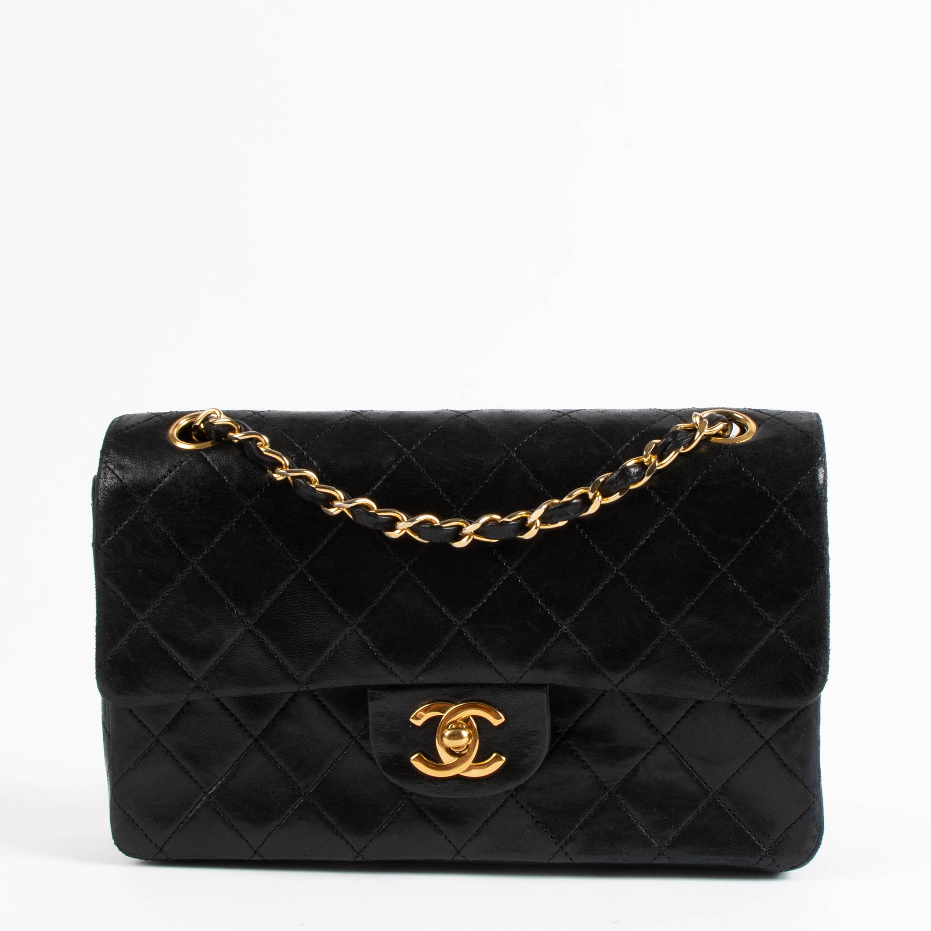 Chanel Vintage Small Classic Flap Black Lambskin Bag
