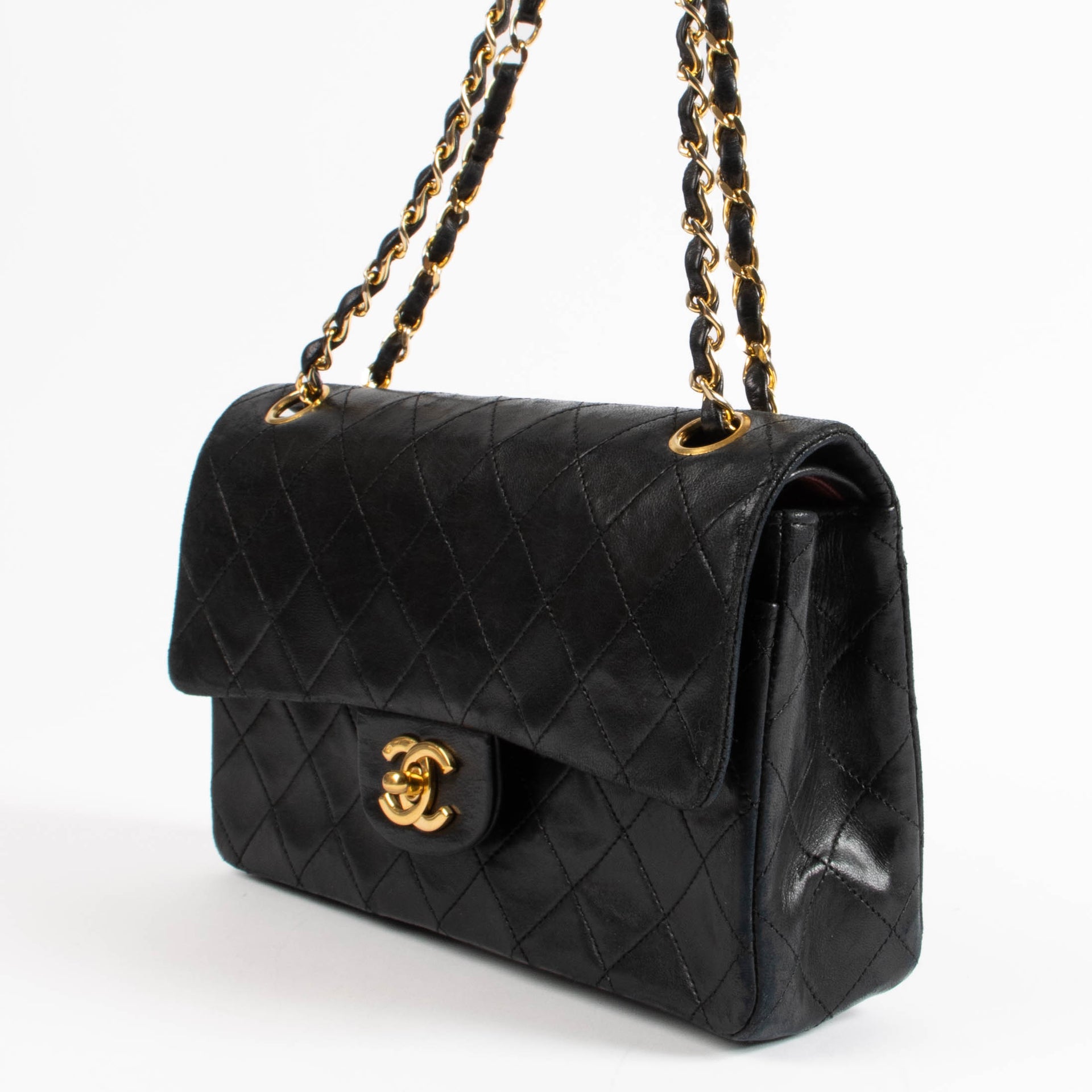Chanel Vintage Small Classic Flap Black Lambskin Bag