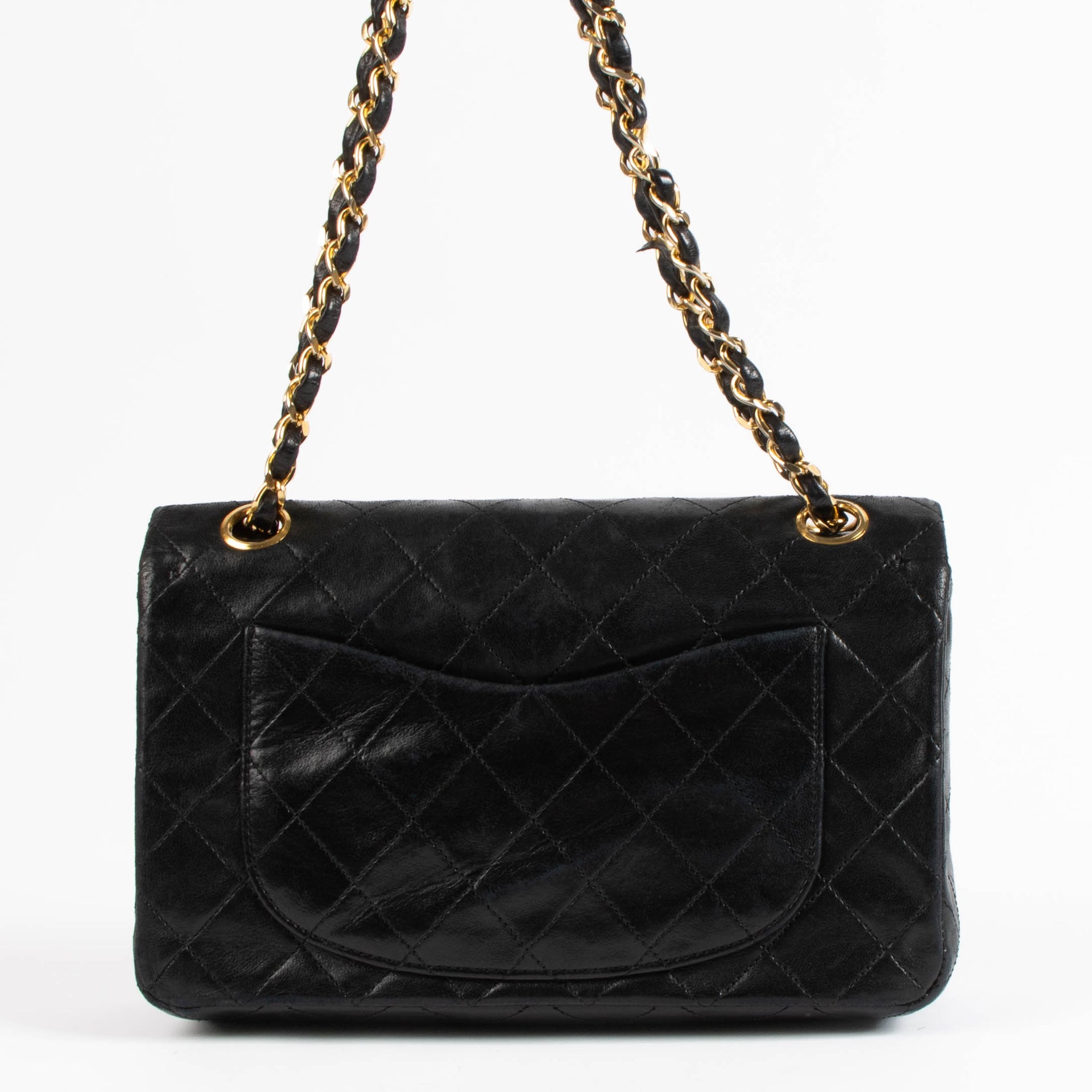 Chanel Vintage Small Classic Flap Black Lambskin Bag