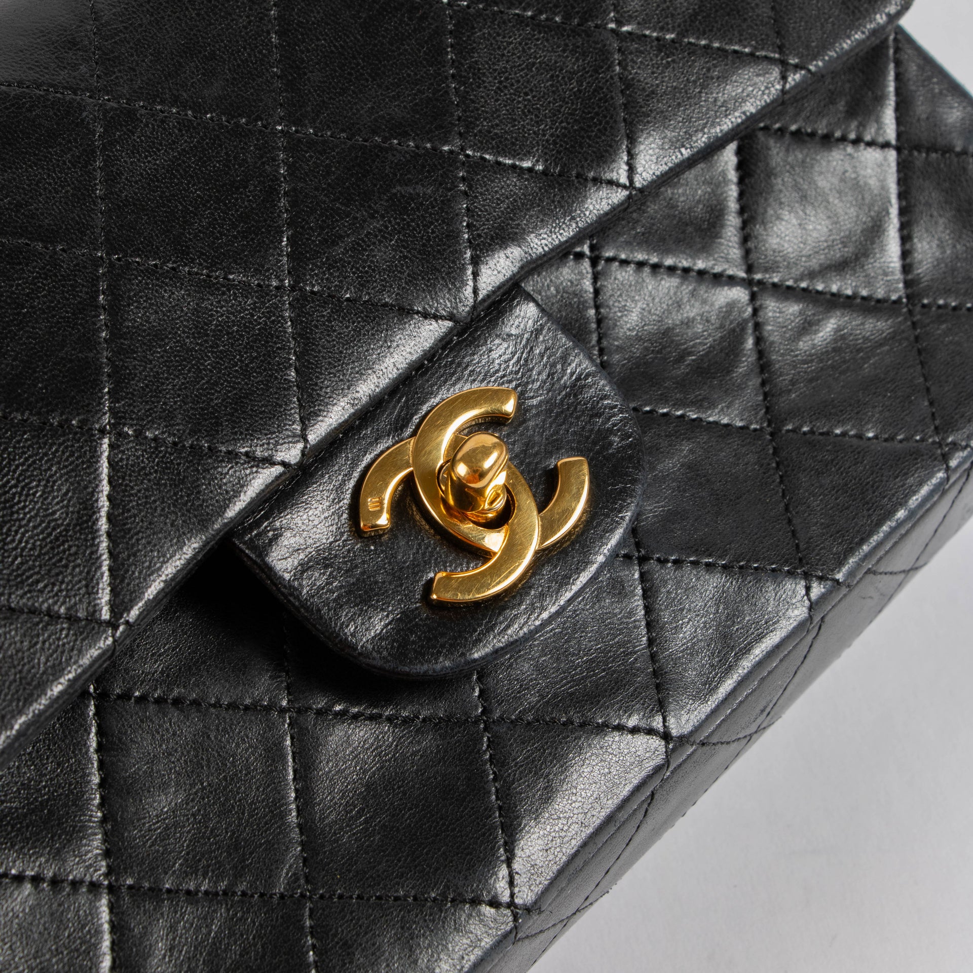 Chanel Vintage Small Classic Flap Black Lambskin Bag