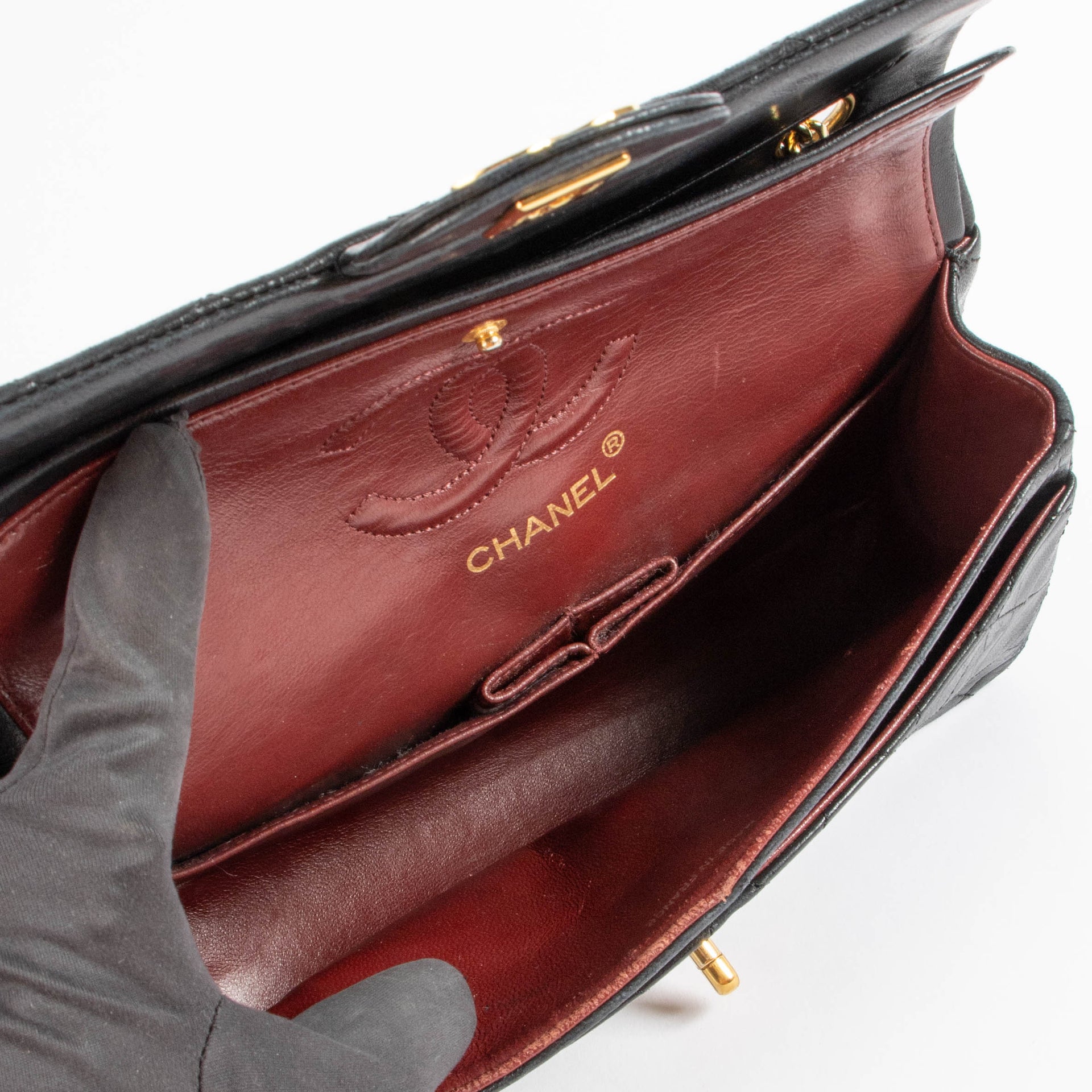 Chanel Vintage Small Classic Flap Black Lambskin Bag