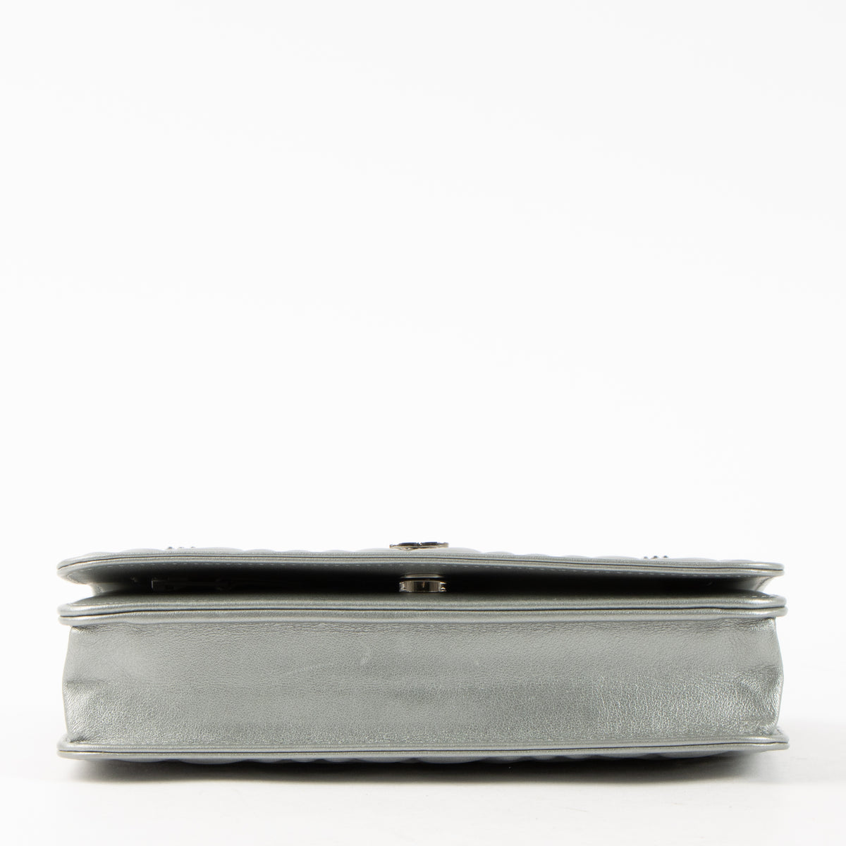Shop this authentic Chanel Silver Diamante Crystal Camellia Quilted Wallet On Chain pre-loved on Labellov.com