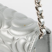 Shop this authentic Chanel Silver Diamante Crystal Camellia Quilted Wallet On Chain pre-loved on Labellov.com