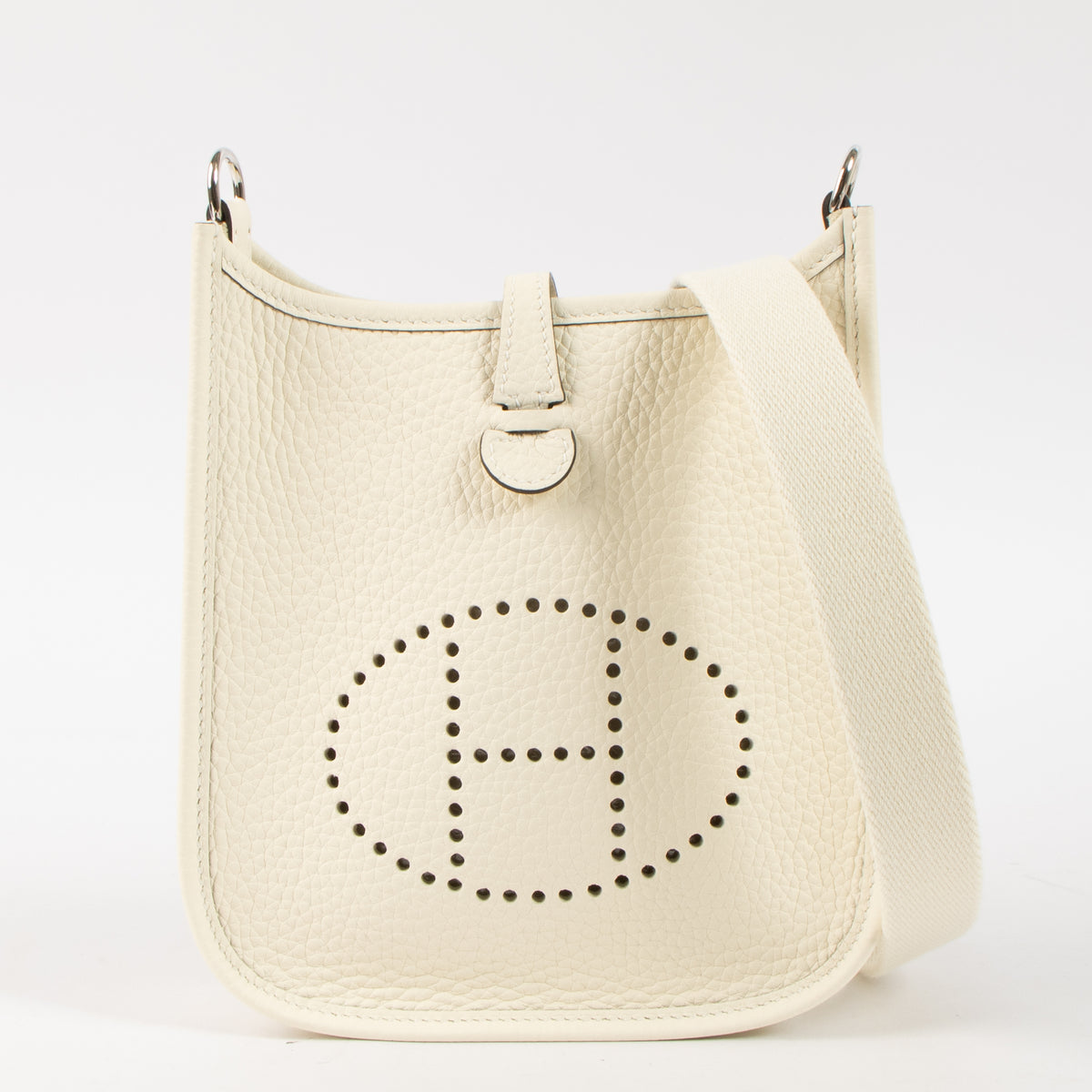 Shop this authentic luxury Hermès Evelyne 16 Cream Clemence PHW Pre-Loved on Labellov.com
