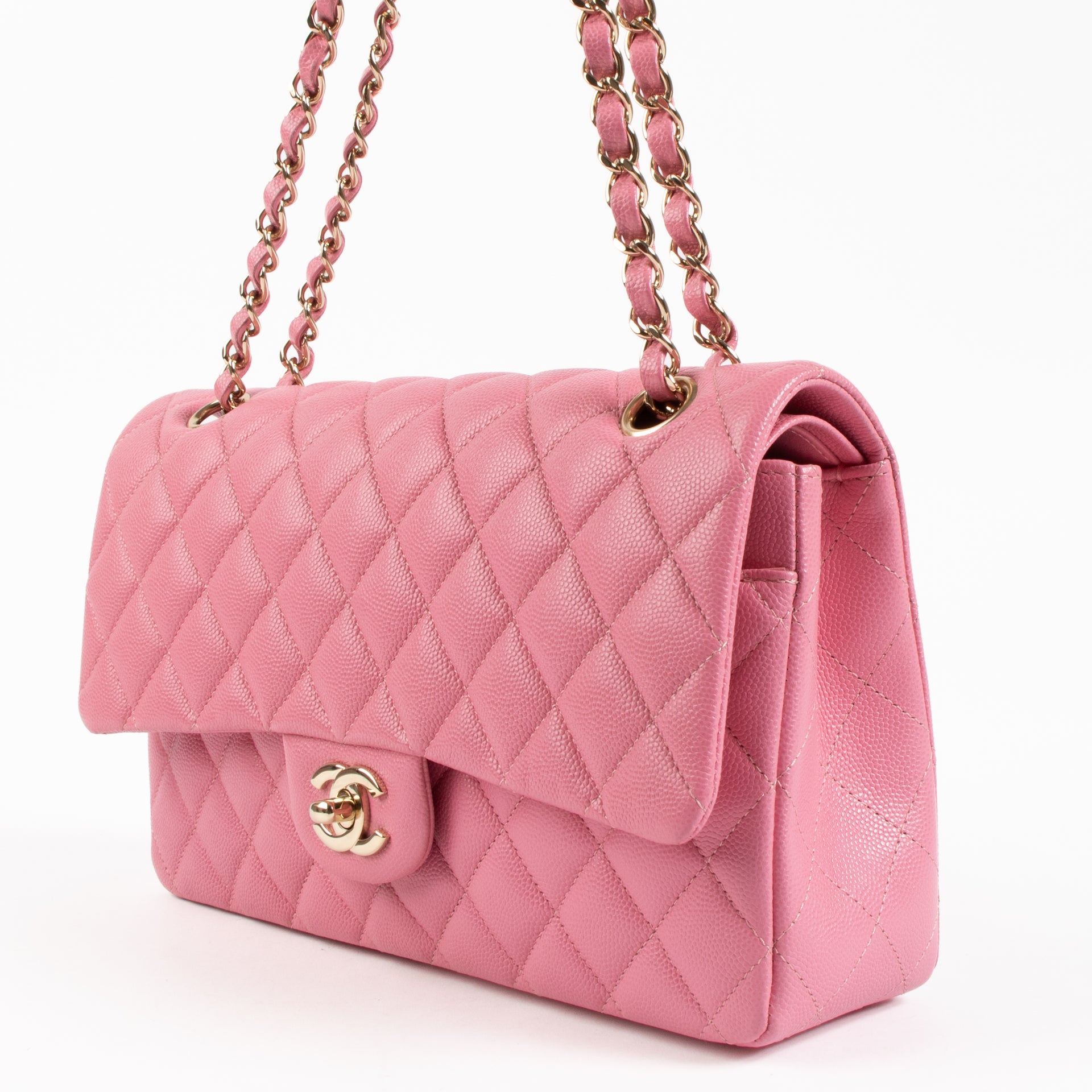Shop the authentic Chanel Pink Caviar Medium Classic Flap Bag on Labellov.com !