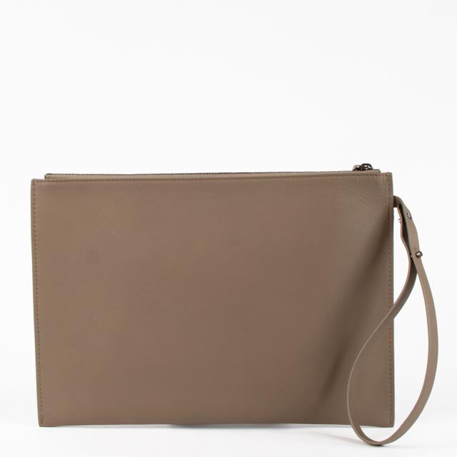 Brunello Cucinelli Taupe Zipped Clutch