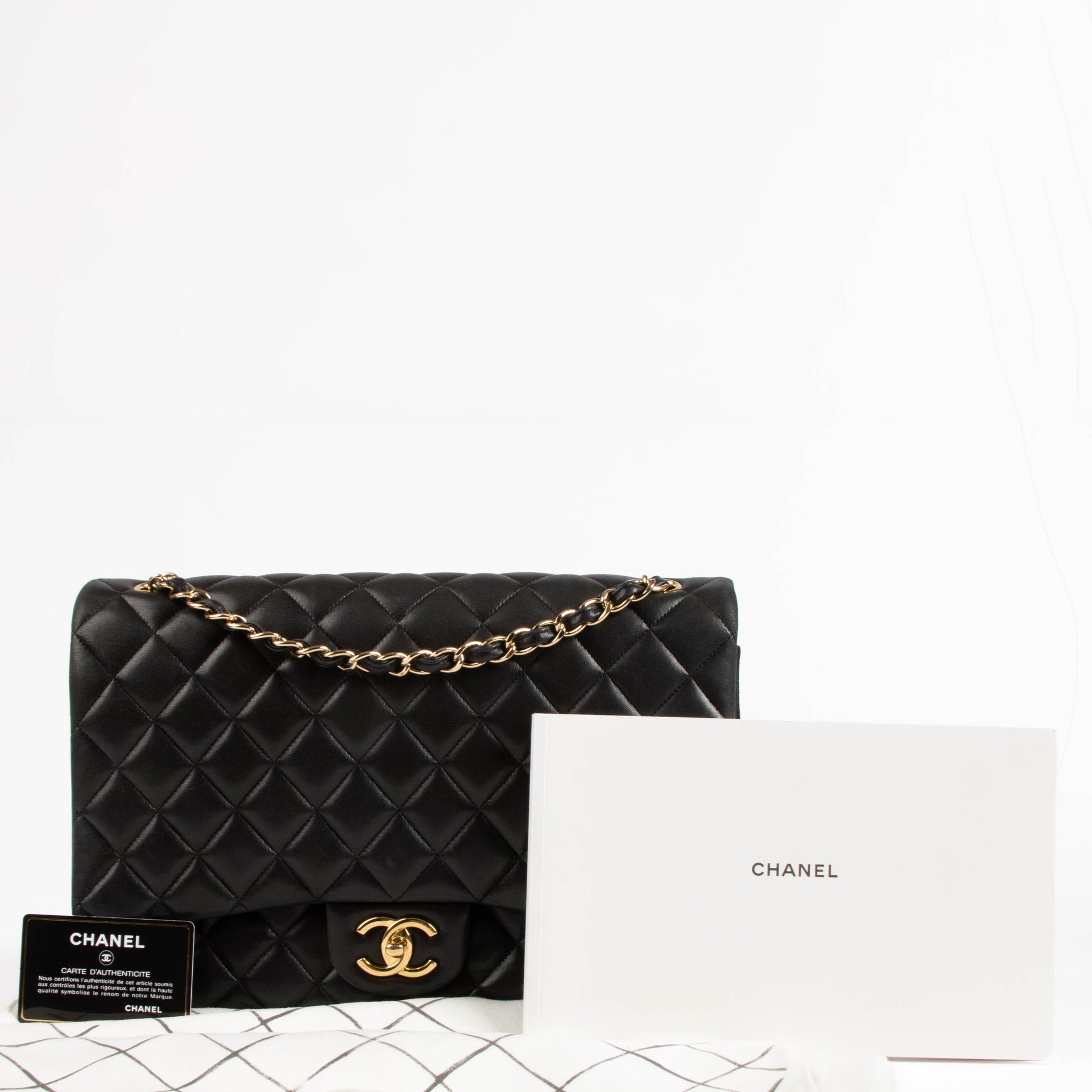 Chanel Black Lambskin Maxi Classic Flap Bag