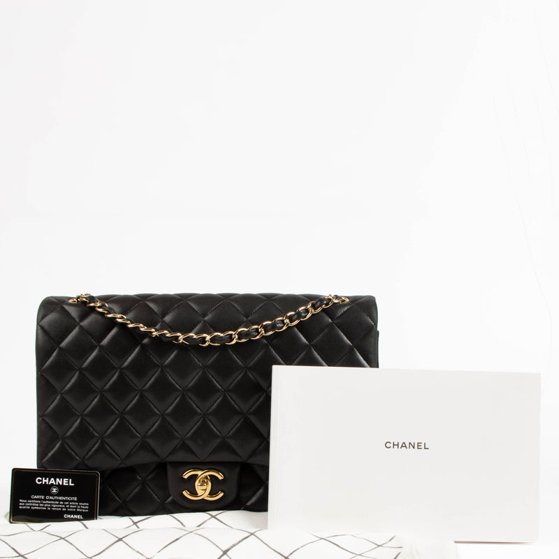 Chanel Black Lambskin Maxi Classic Flap Bag