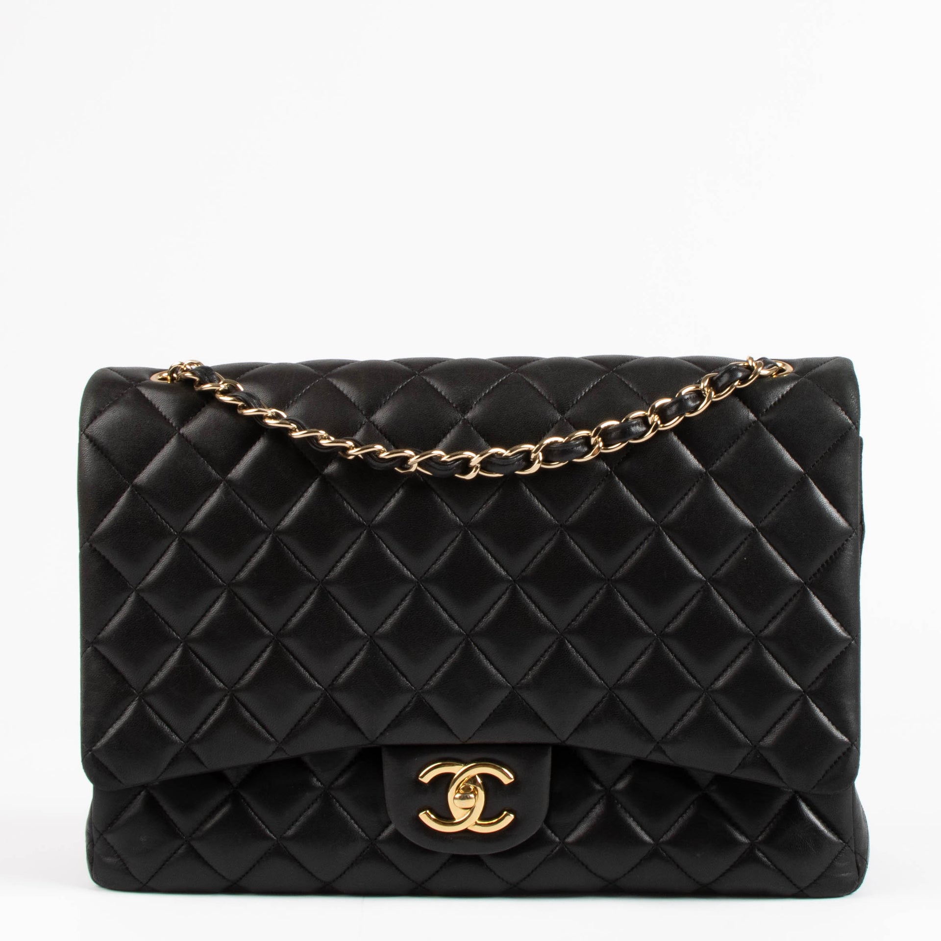Chanel Black Lambskin Maxi Classic Flap Bag