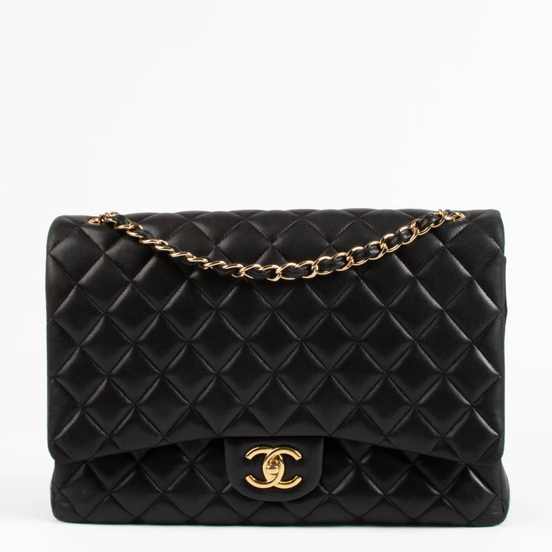 Chanel Black Lambskin Maxi Classic Flap Bag