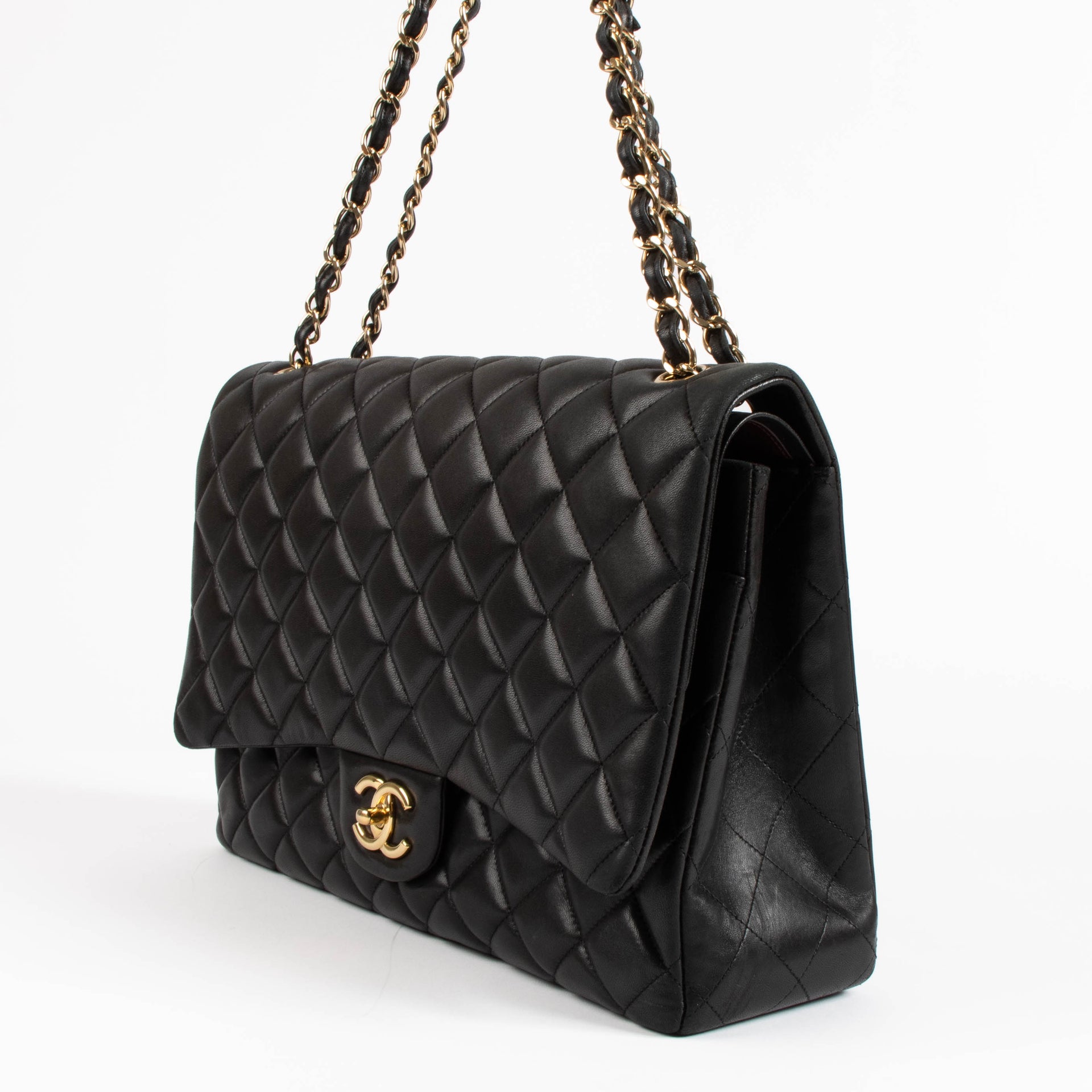 Chanel Black Lambskin Maxi Classic Flap Bag
