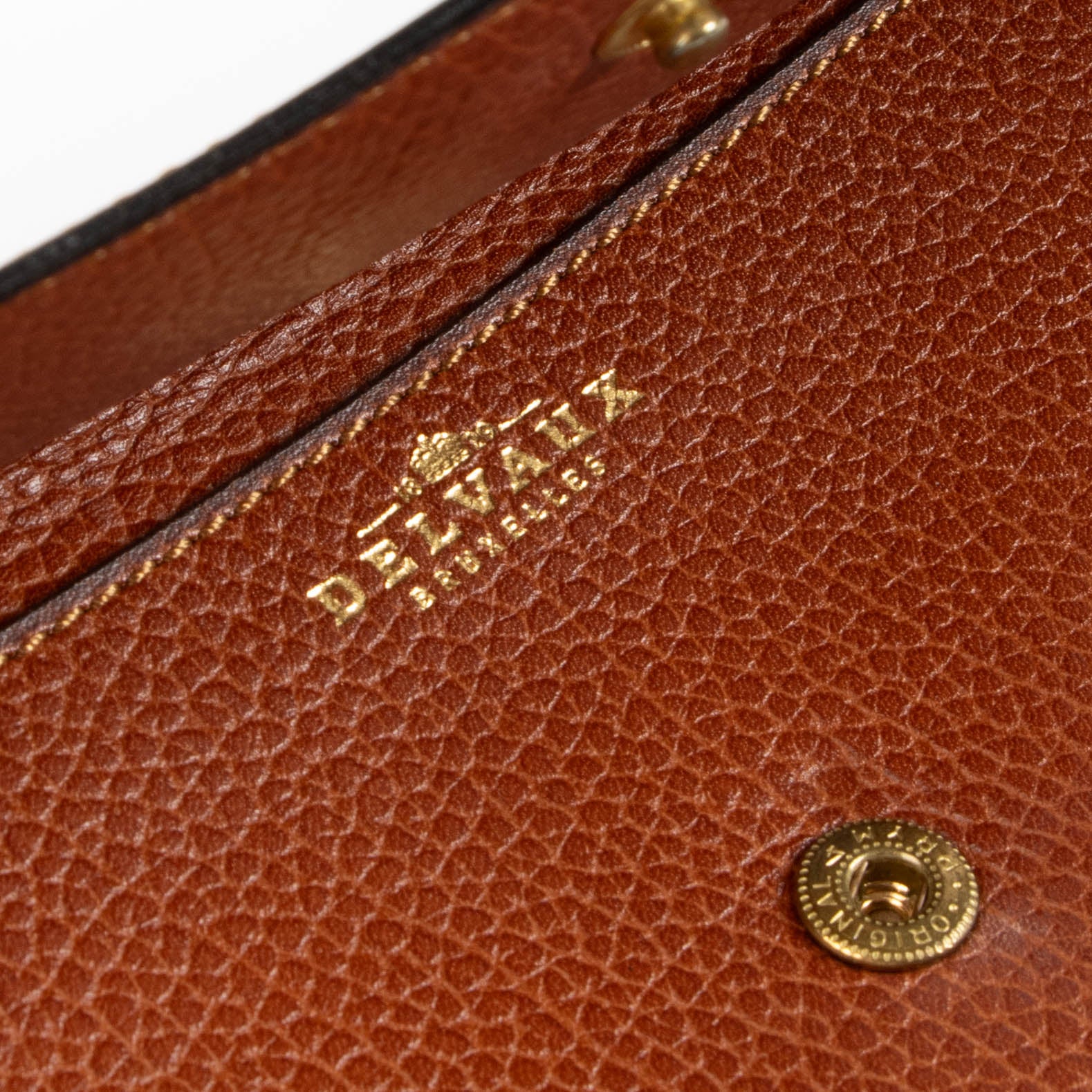 Delvaux Cognac Fusee Envelop Clutch