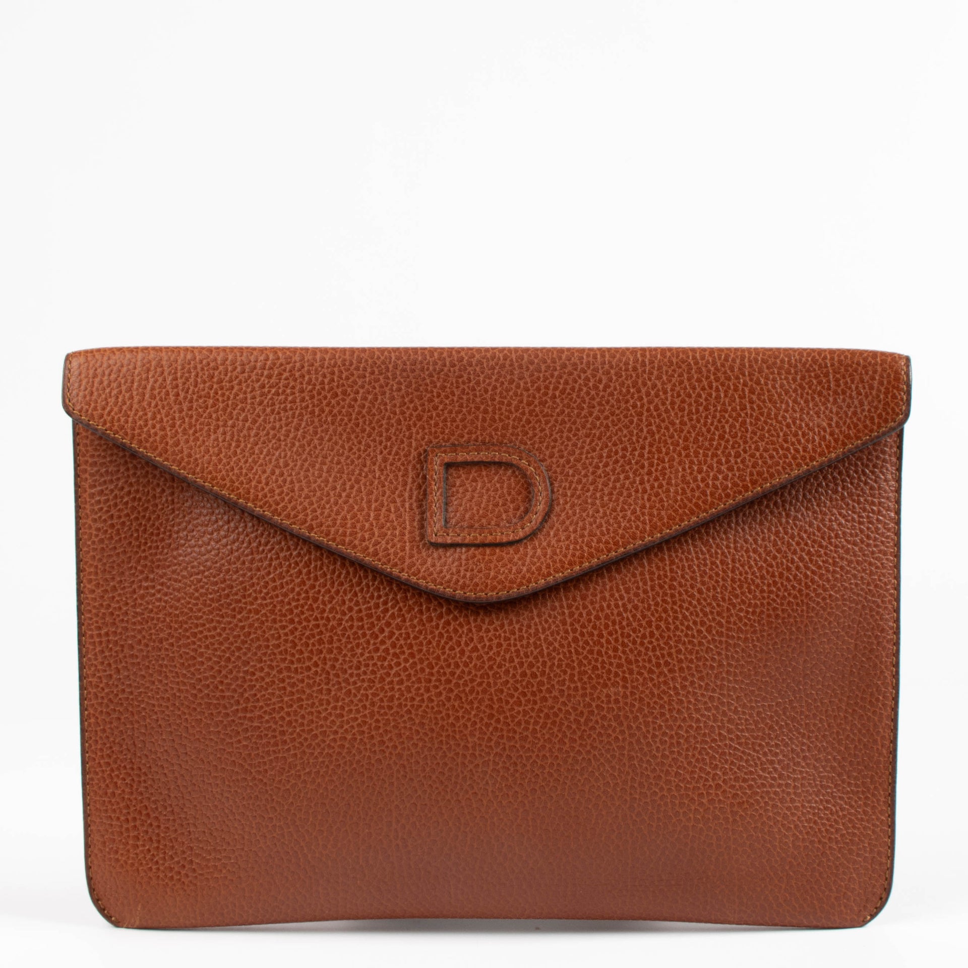 Delvaux Cognac Fusee Envelop Clutch