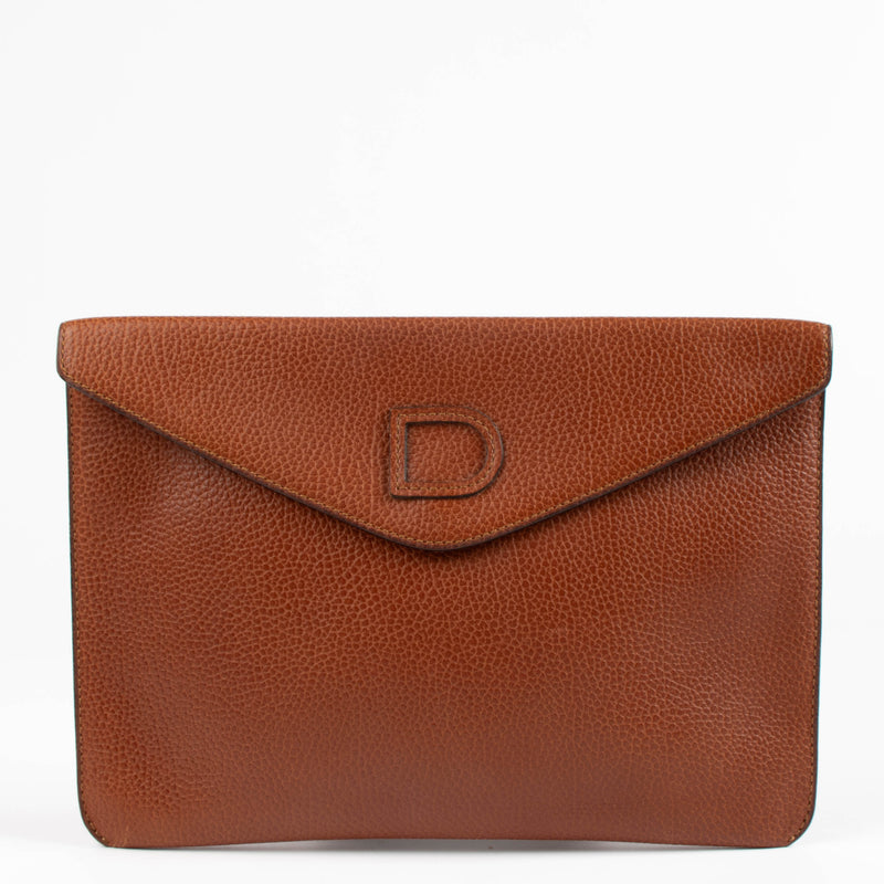 Delvaux Cognac Fusee Envelop Clutch