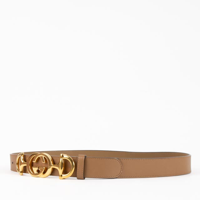 Gucci Beige Leather Zumi Belt - Size 90