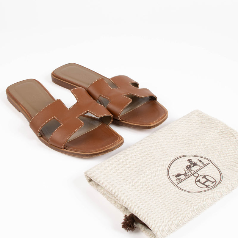 Hermes Gold Oran Sandals Size 39