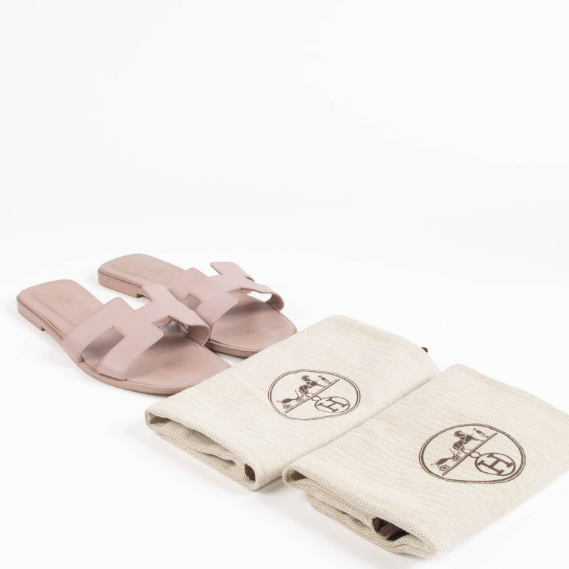Hermes Pink Oran Sandals Size 40