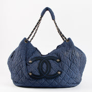 Shop the authentic Chanel Blue Quilted Cloquée Nylon Bubble Large Hobo Bag on Labellov.com !