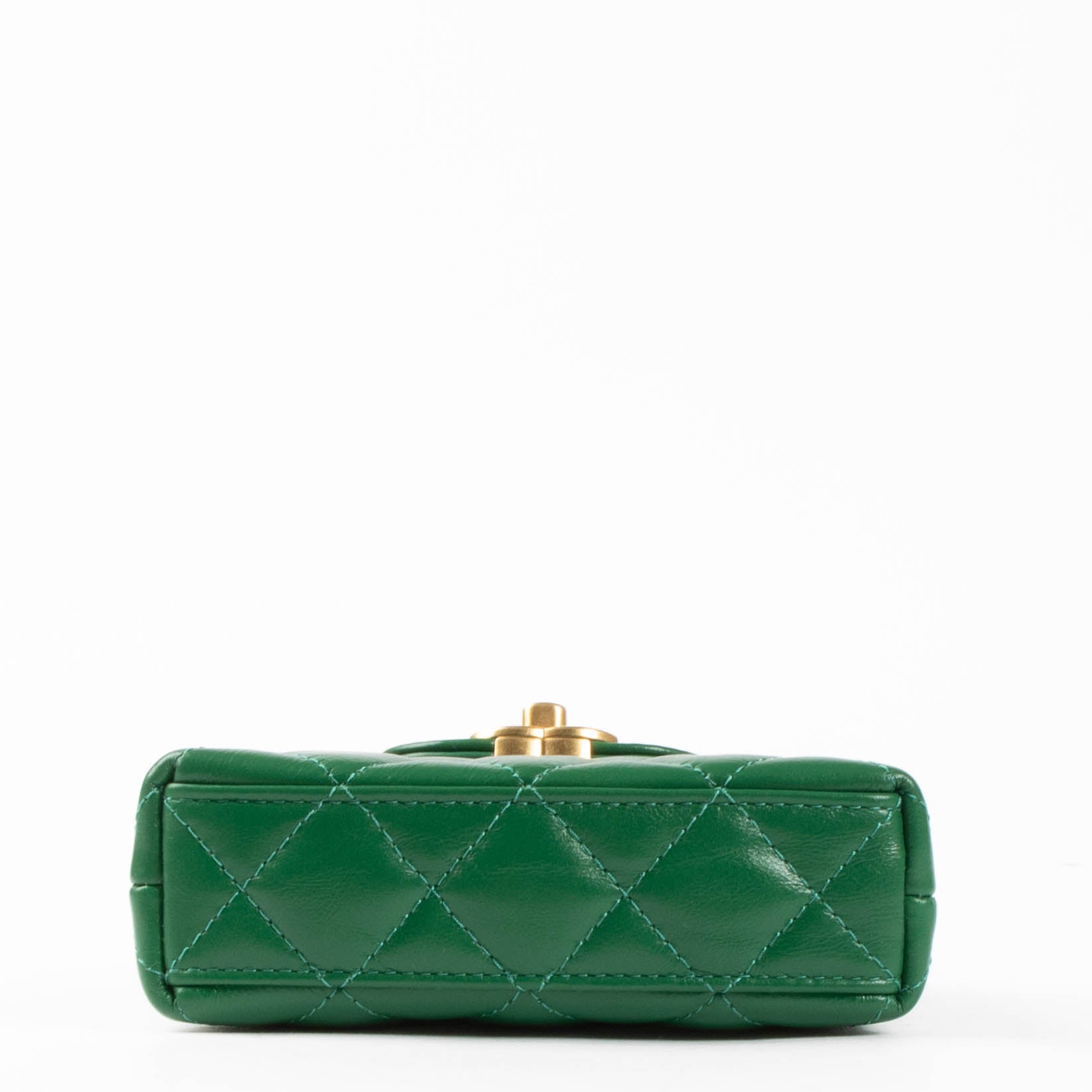 Chanel Green Shiny Calfskin Nano Kelly Micro Shopping Bag