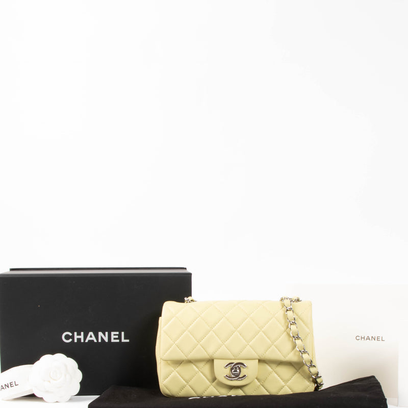 Chanel Yellow Lambskin Mini Classic Rectangular Bag
