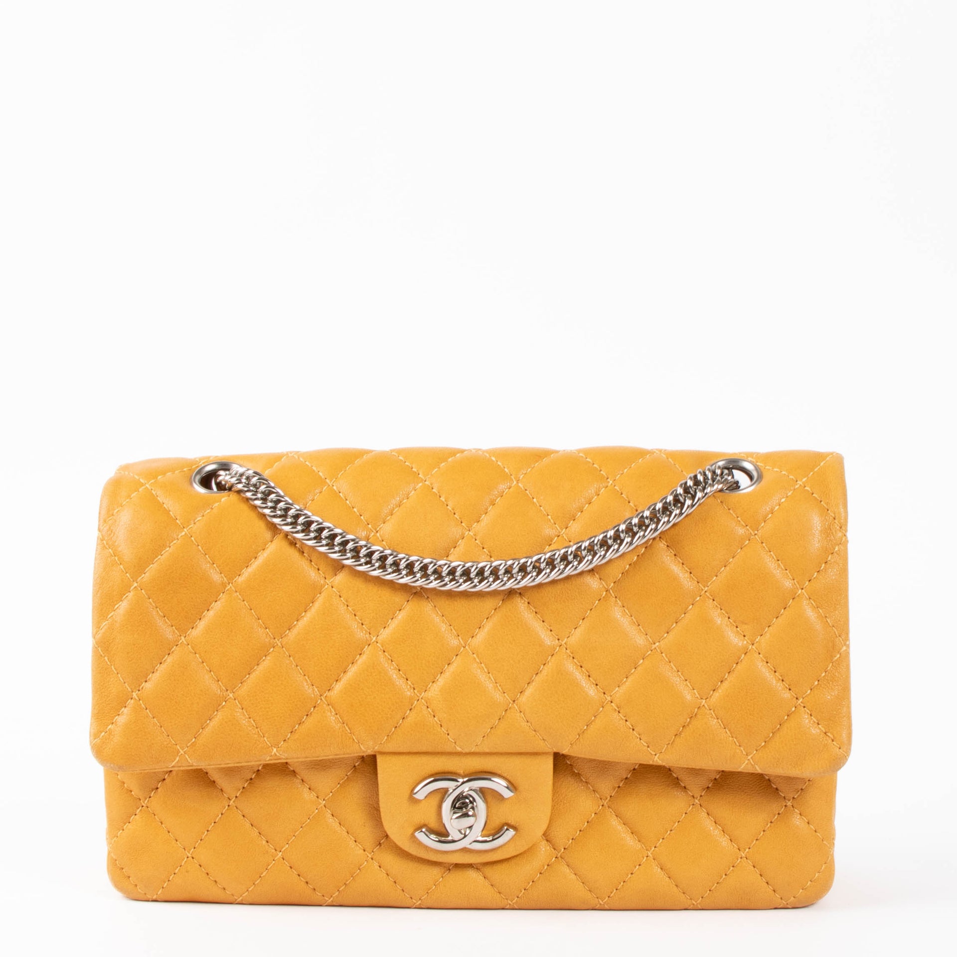 Chanel Mustard Lambskin Classic Flap Bag