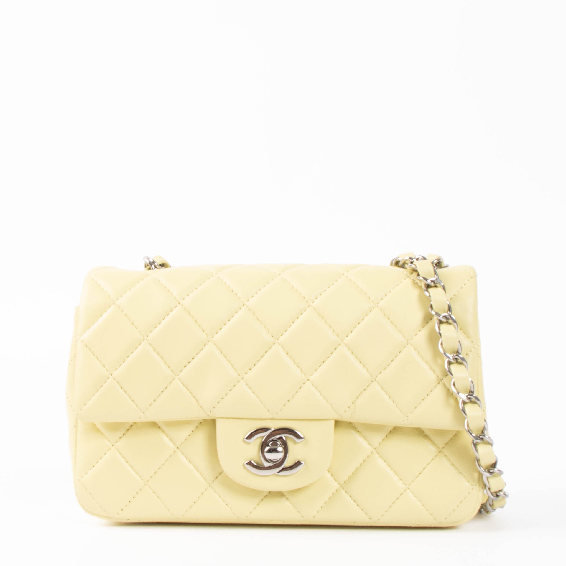 Chanel Yellow Lambskin Mini Classic Rectangular Bag