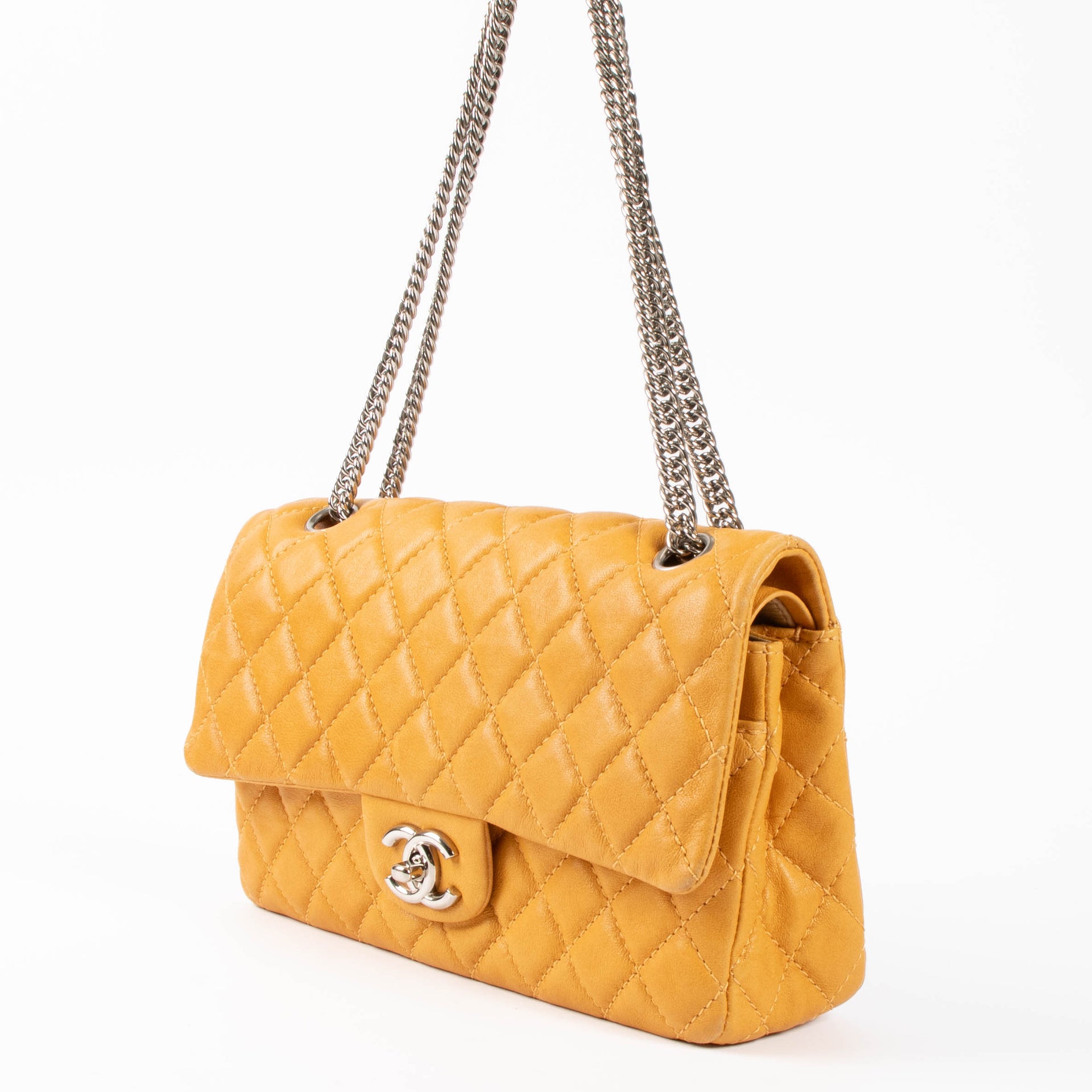 Chanel Mustard Lambskin Classic Flap Bag