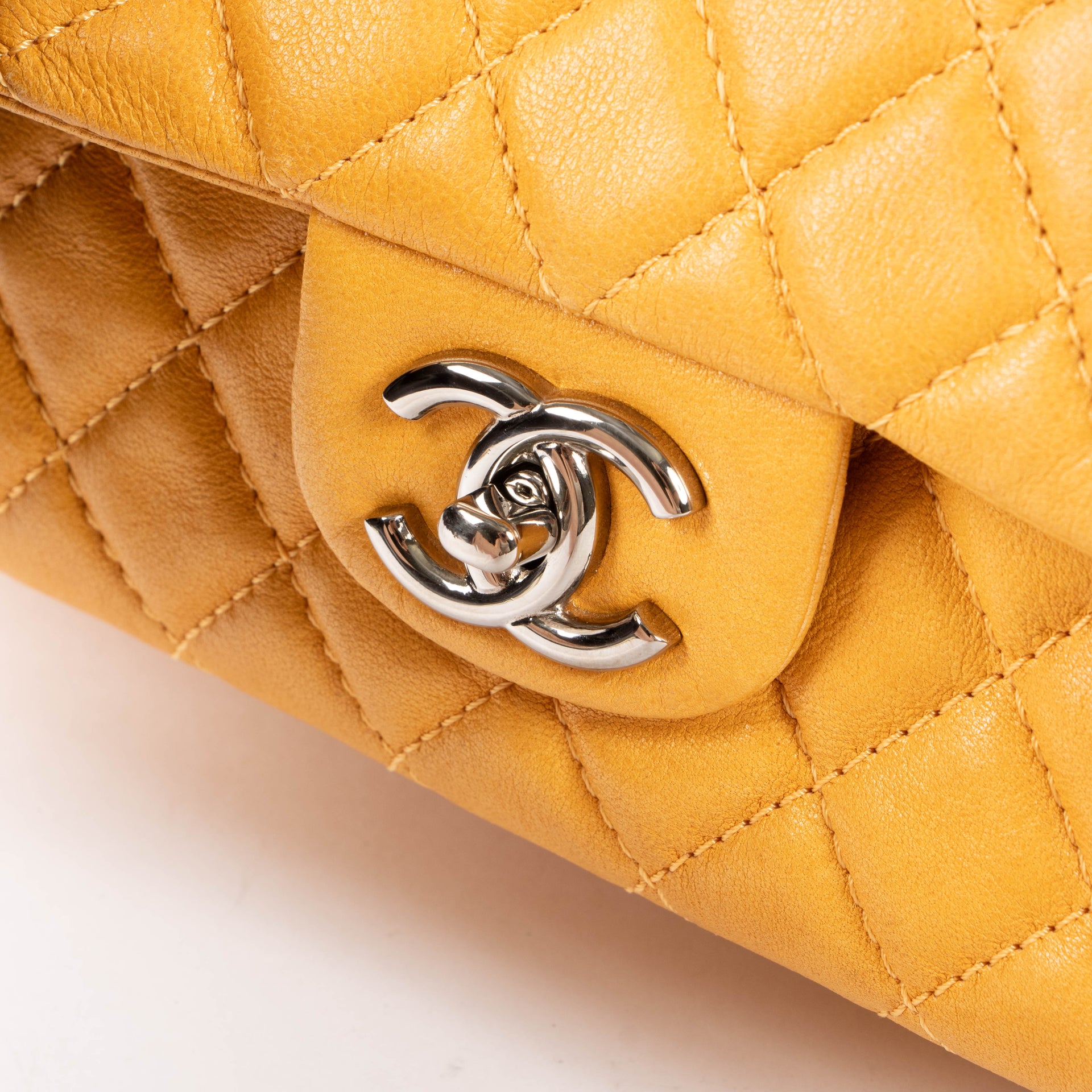 Chanel Mustard Lambskin Classic Flap Bag