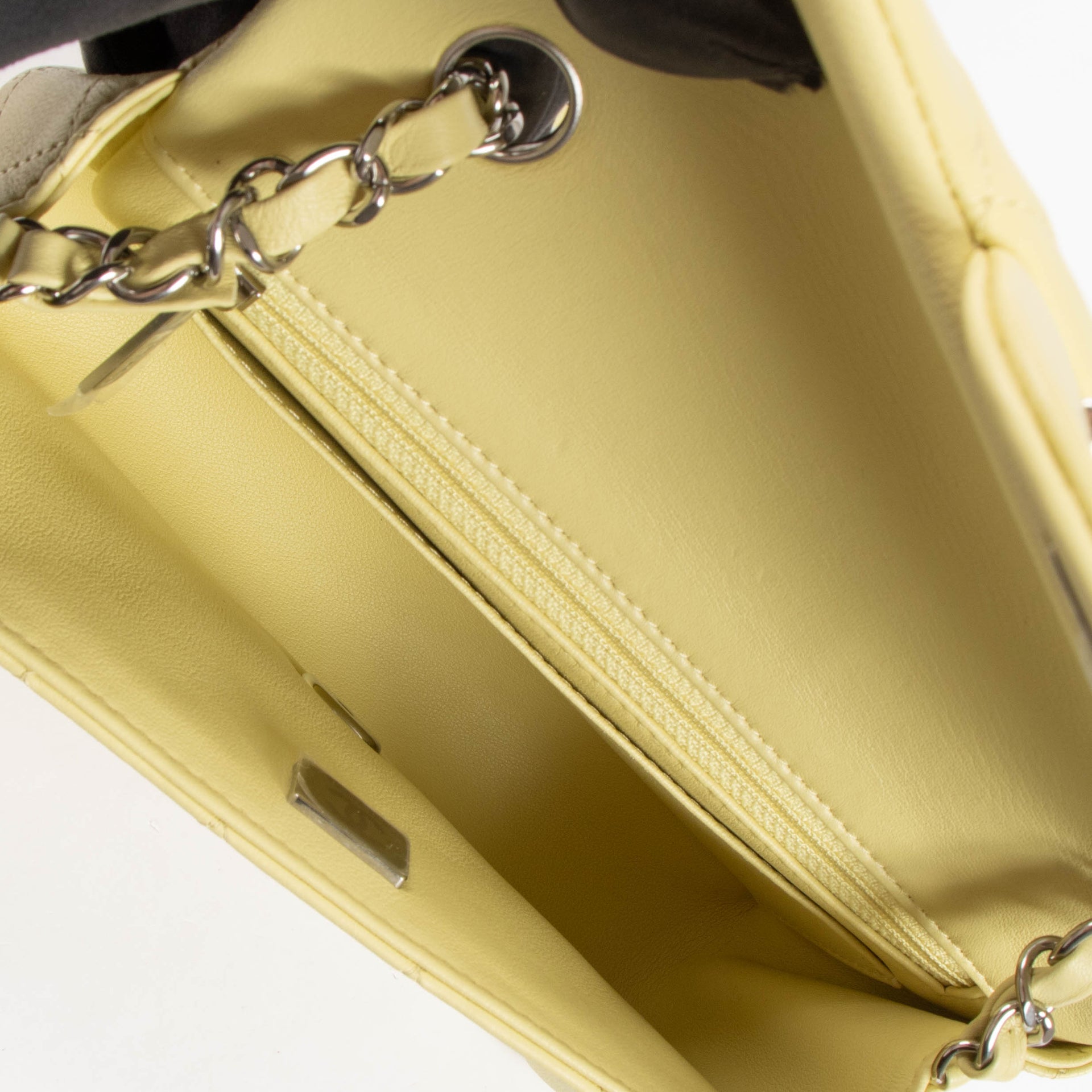 Chanel Yellow Lambskin Mini Classic Rectangular Bag