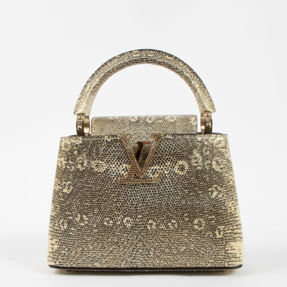 Shop the authentic Louis Vuitton Gold Lizard Capucines Mini second hand on Labellov.com!