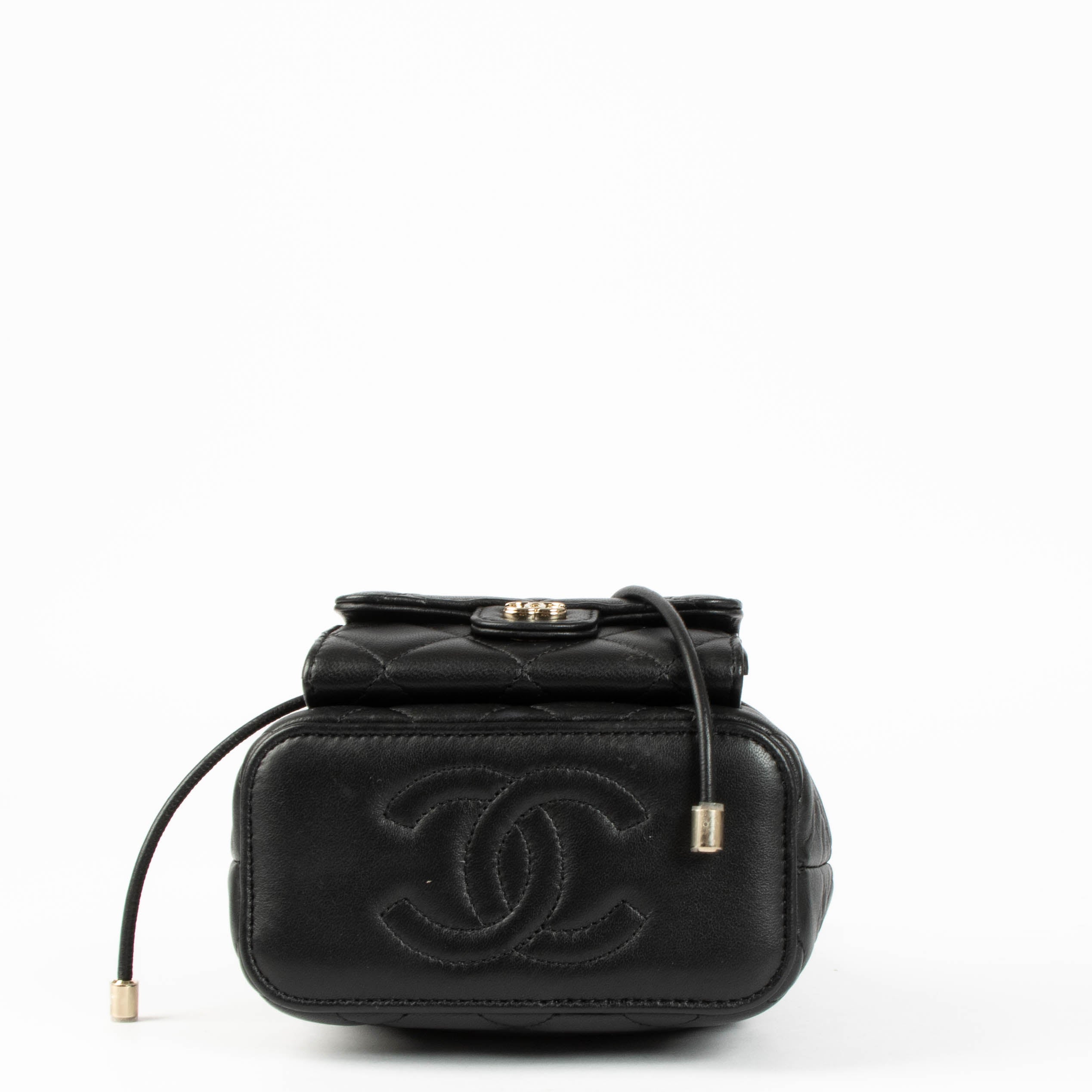 chain detail mini bucket backpack Chanel 26P Black Mini Bucket Bag With Chain