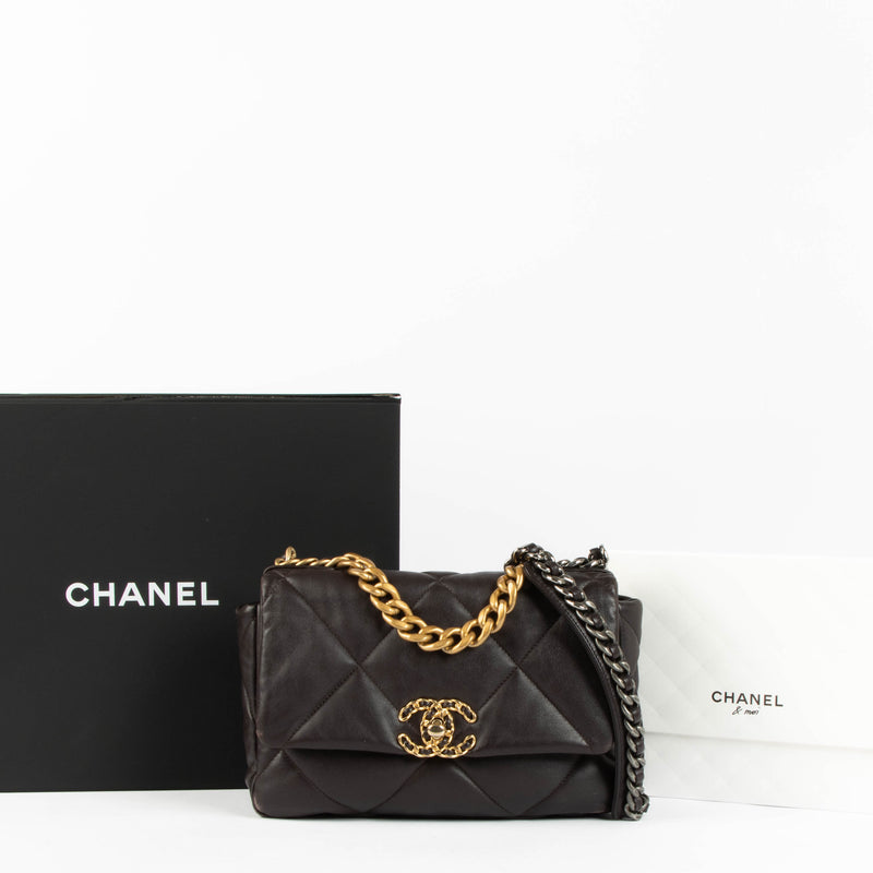 Shop this 100% authentic Chanel Brown Small Chanel 19 Handbag at Labellov.com