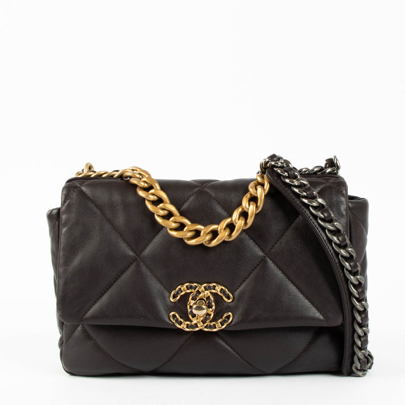Shop this 100% authentic Chanel Brown Small Chanel 19 Handbag at Labellov.com