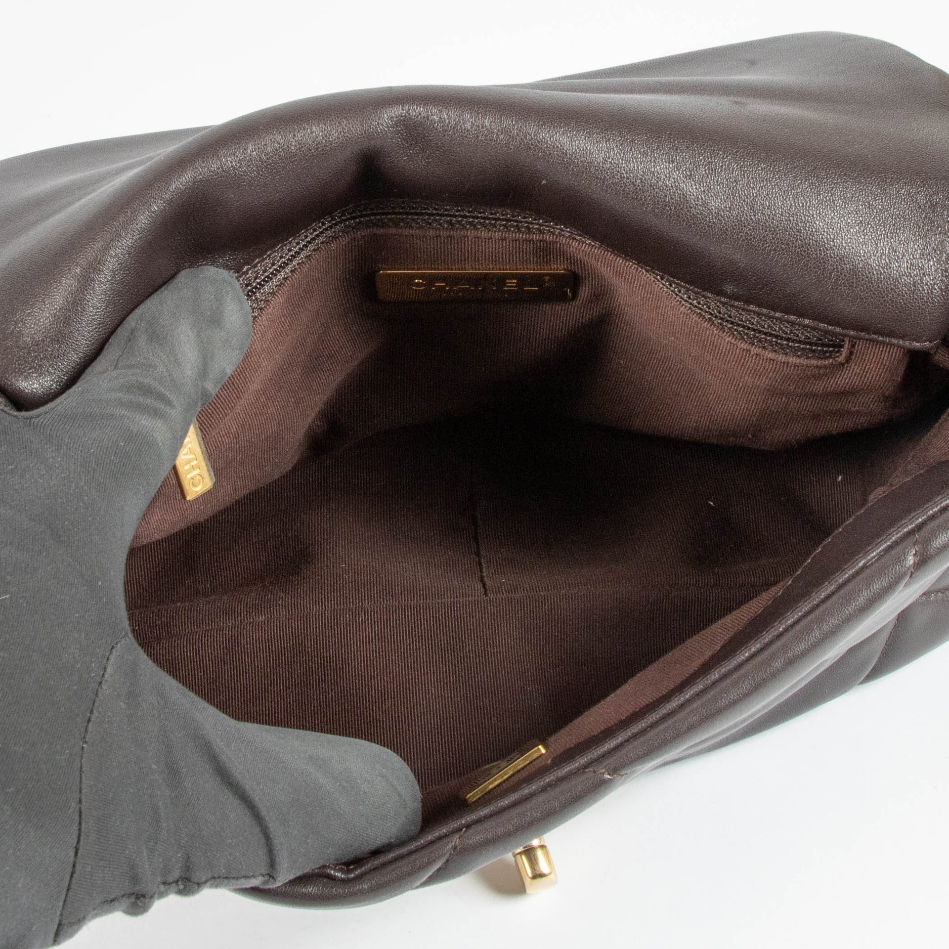 Shop this 100% authentic Chanel Brown Small Chanel 19 Handbag at Labellov.com