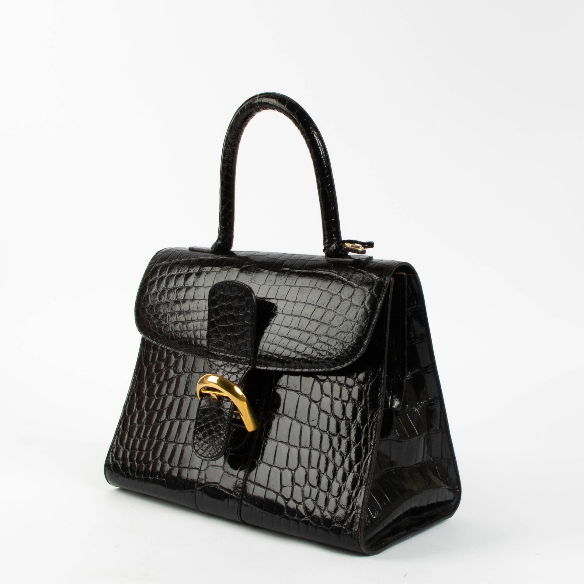 Delvaux Black Crocodile Vintage Brillant MM Bag