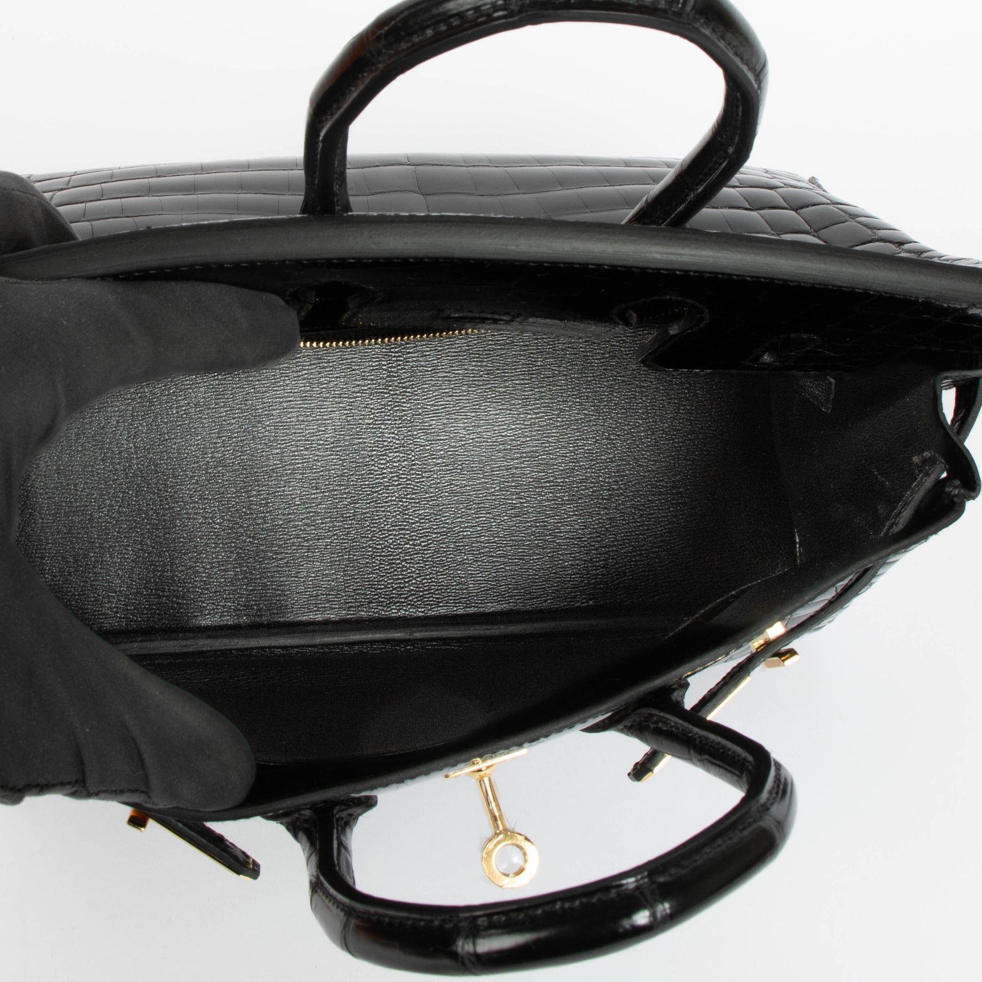 Hermès Birkin 25 Black Shiny Crocodile Niloticus GHW