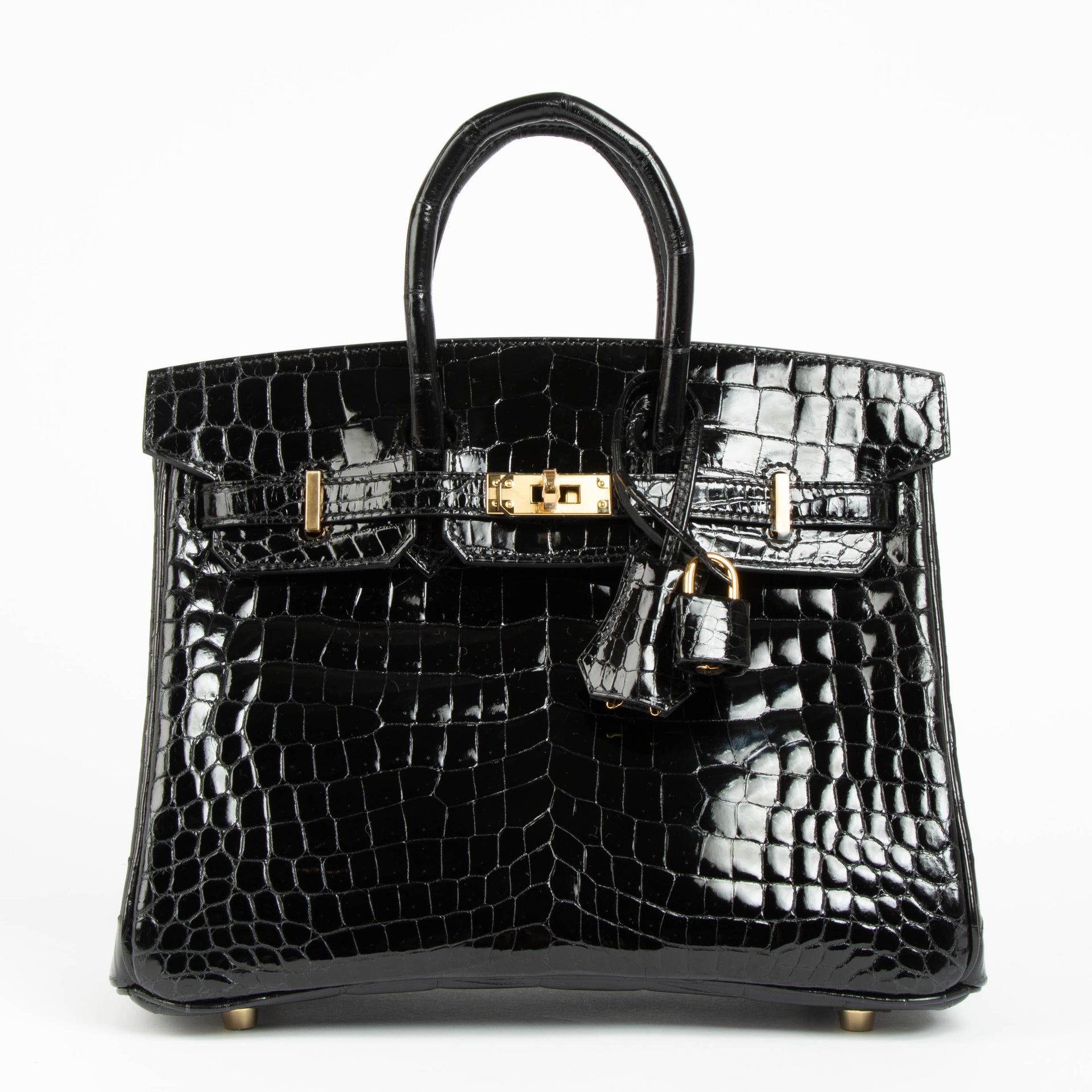 Hermès Birkin 25 Black Shiny Crocodile Niloticus GHW