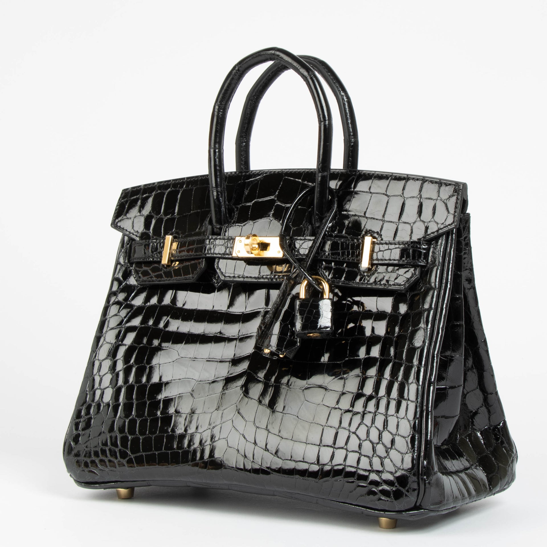 Hermès Birkin 25 Black Shiny Crocodile Niloticus GHW