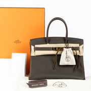 Shop the authentic Hermès Birkin 30 Bai Brun Togo GHW second hand Labellov.com