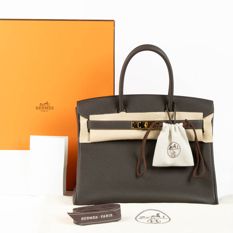Shop the authentic Hermès Birkin 30 Bai Brun Togo GHW second hand Labellov.com