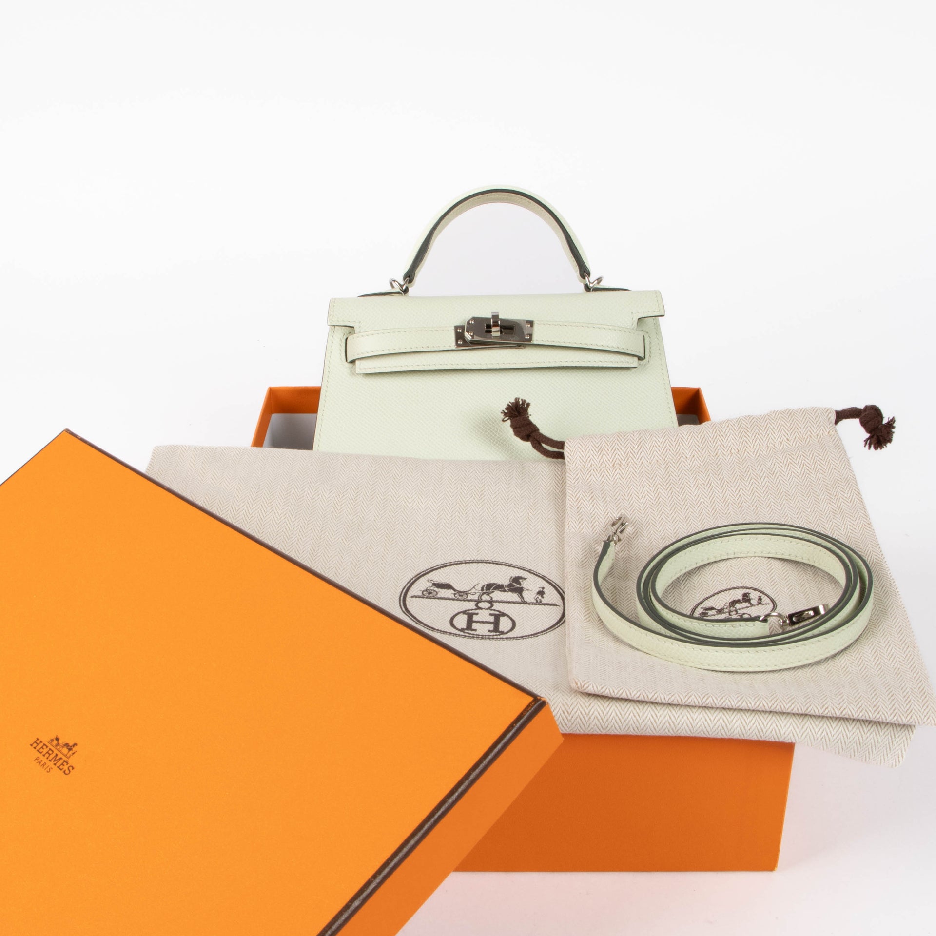 Hermès Kelly Mini II Vert Fizz Epsom PHW