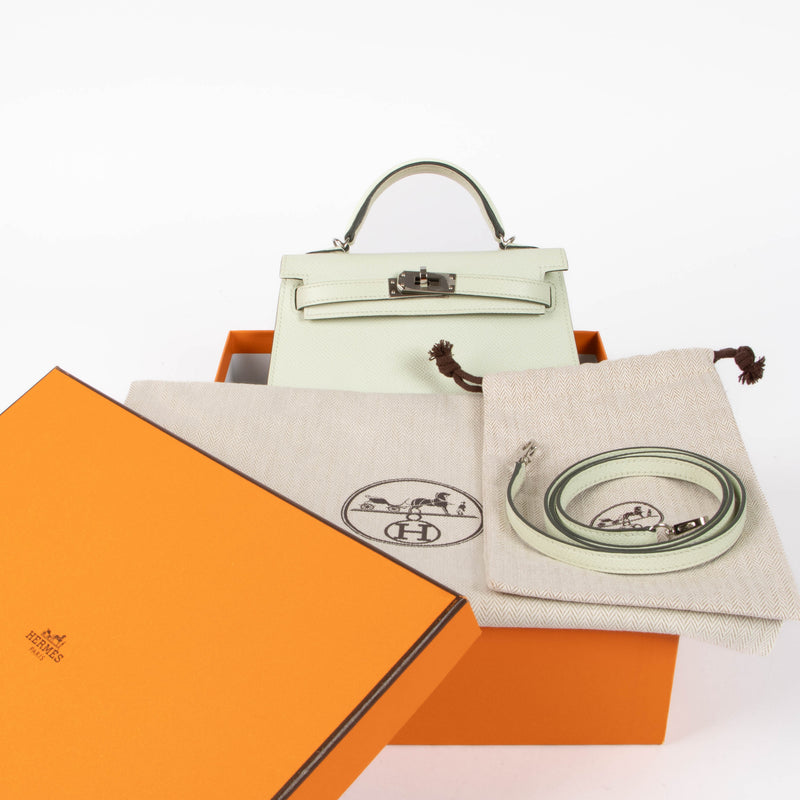 Hermès Kelly Mini II Vert Fizz Epsom PHW