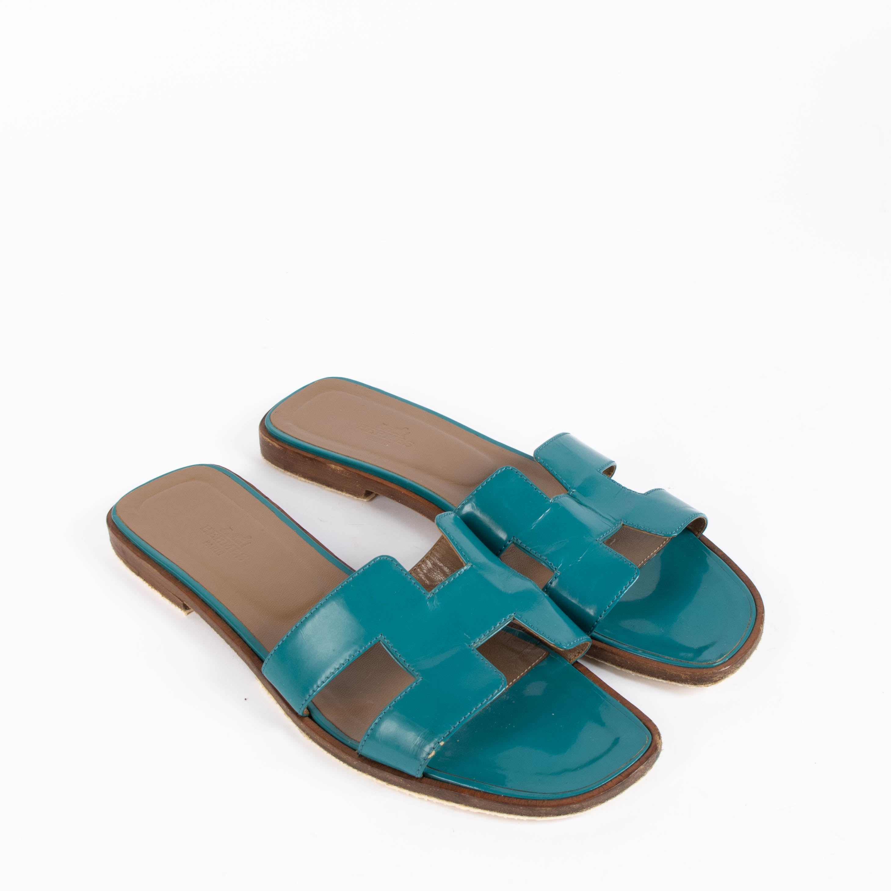 Hermes Blue Oran Sandals - Size 39 – Labellov