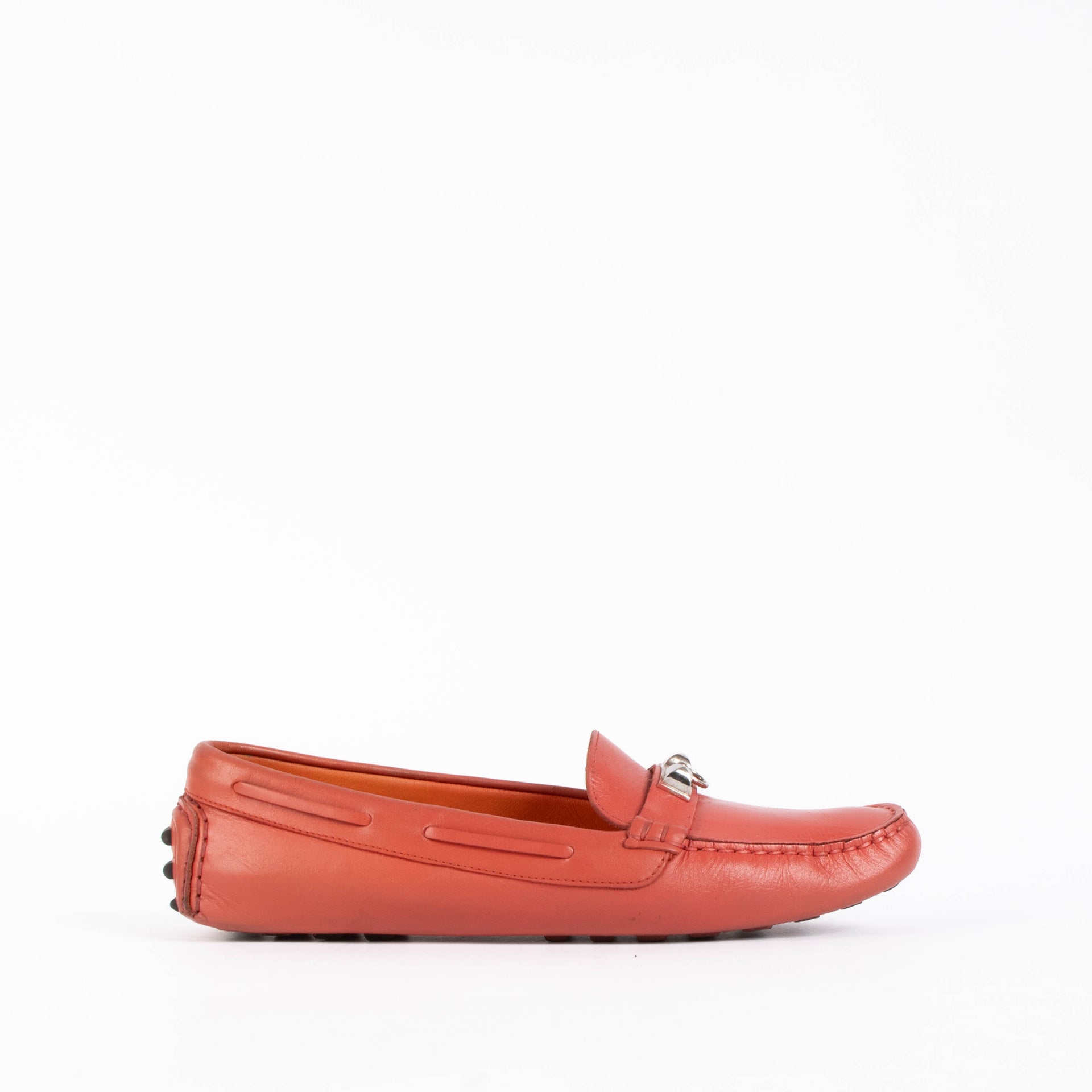 Shop these authentic Hermès Irving Red Loafers size 38.5  pre-loved on Labellov.com 
